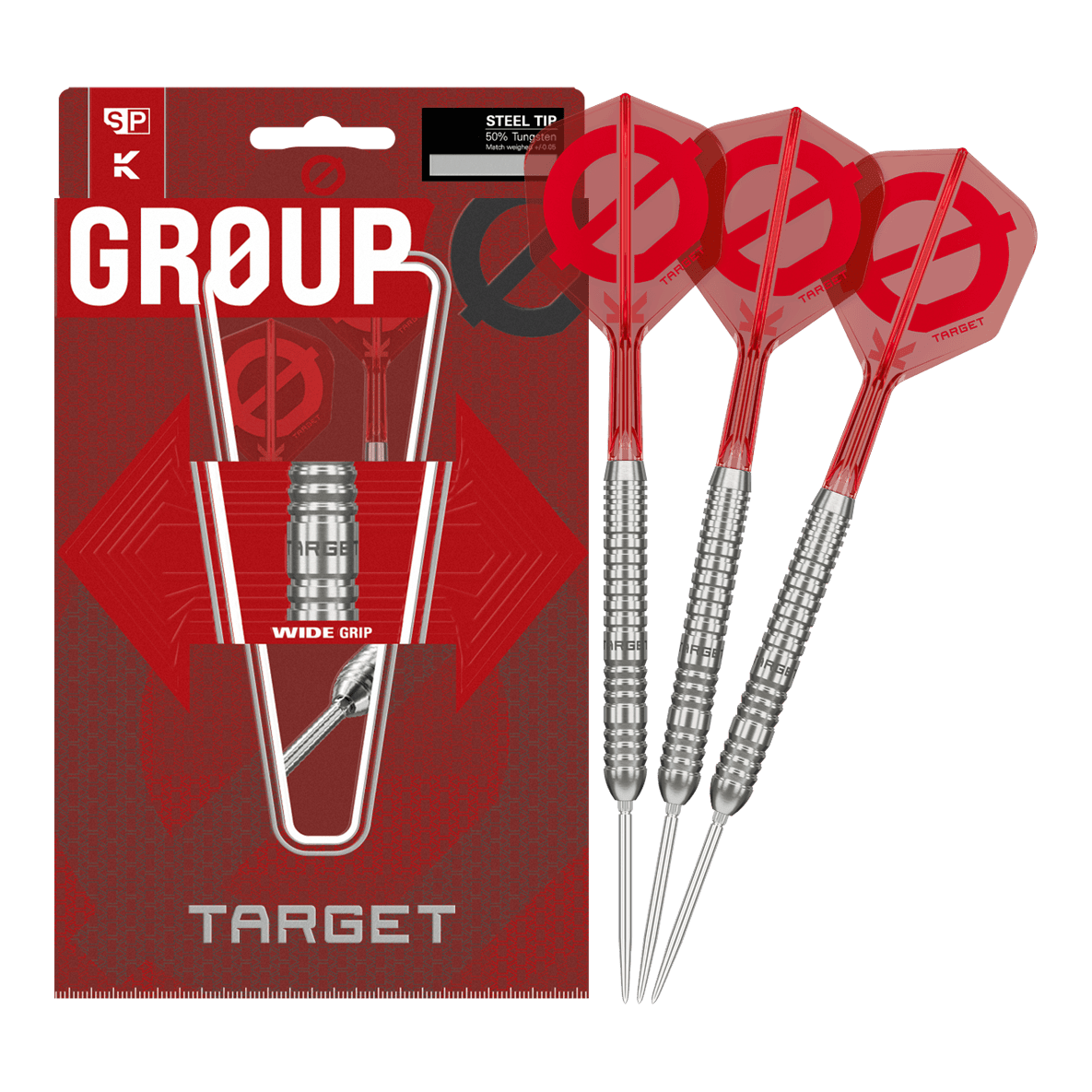 Ocelové šipky Target Group O 03 Swiss Points Das Foto zeigt das Target Group O 03 Swiss Points Steeldarts Set. Die Komponenten werden detailliert dargestellt.