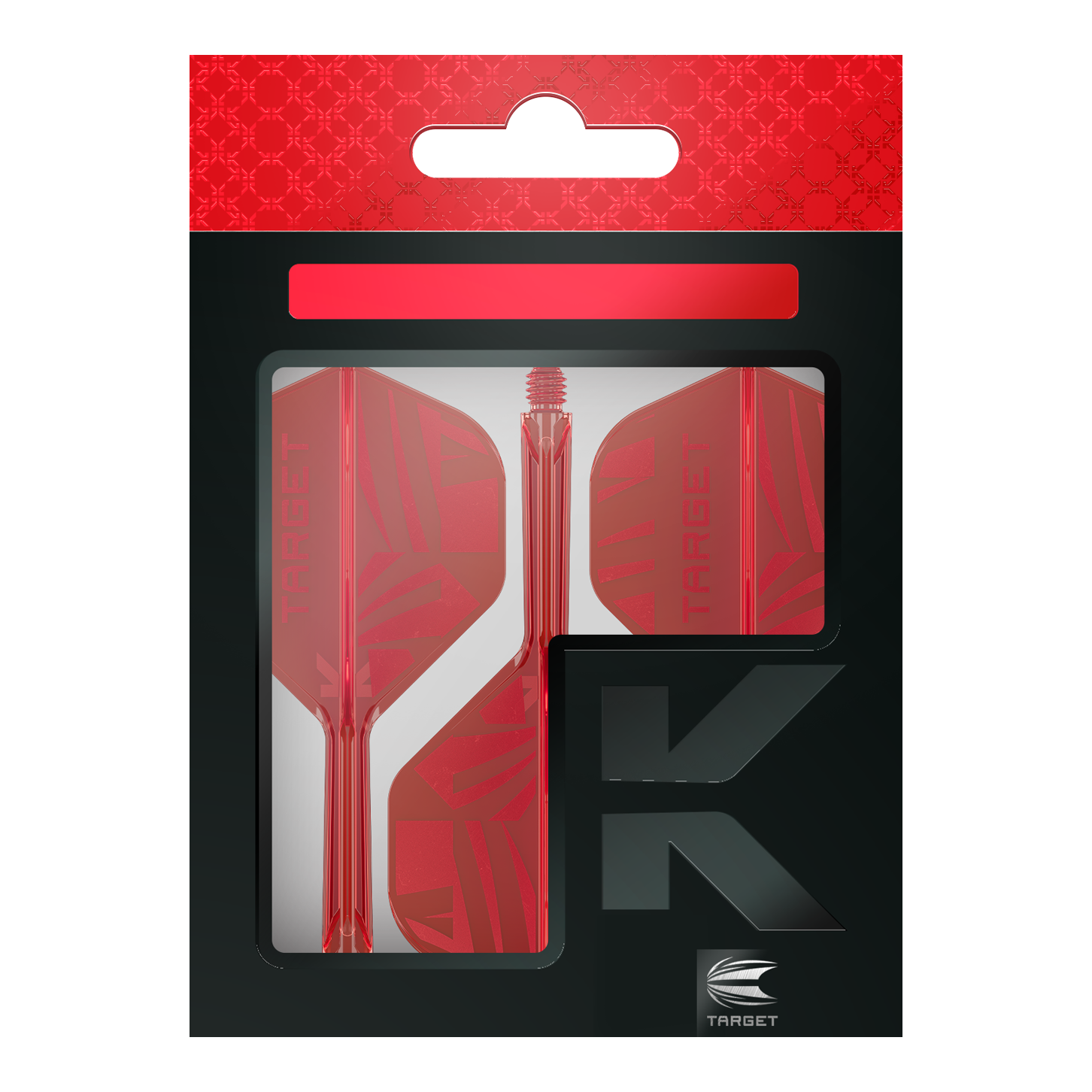 Ailettes standard Target K-Flex rouges n° 2 Die Target K-Flex Red No2 Standard Flights werden gezeigt. Es handelt sich um rote Dartflights im Standardformat.