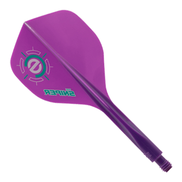 Condor Axe 120 Connor Scutt Sniper Purple Flight-System - Standard Das Bild zeigt ein lila Dart-Flightsystem mit der Aufschrift "Sniper". Es handelt sich um das Modell "Condor Axe 120 Connor Scutt Sniper Purple Flight-System - Standard".
