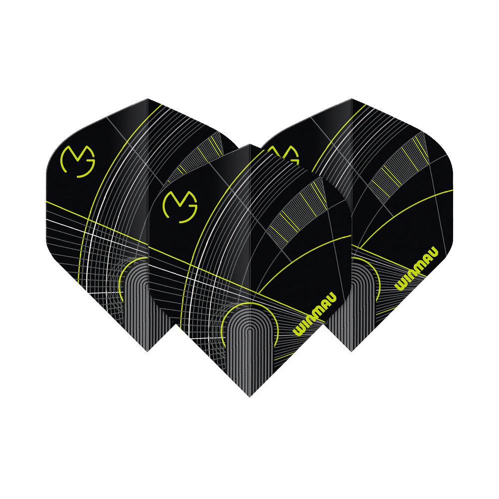Winmau Prism Delta MvG Black Green No2 Standard Flights Das Bild zeigt die Winmau Prism Delta MvG Black Green No2 Standard Flights. Diese Flights sind in Schwarz und Grün gehalten und für Darts geeignet.