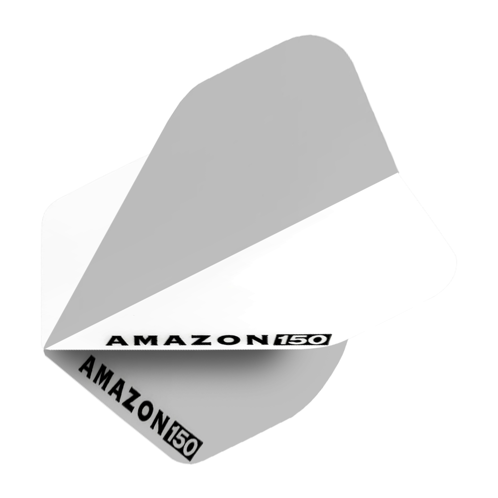 Lety Amazon 150 - bílá Das Bild zeigt ein weißes Amazon 150 Flights Dart-Flügel. Auf dem Flight steht in schwarzer Schrift "AMAZON 150".
