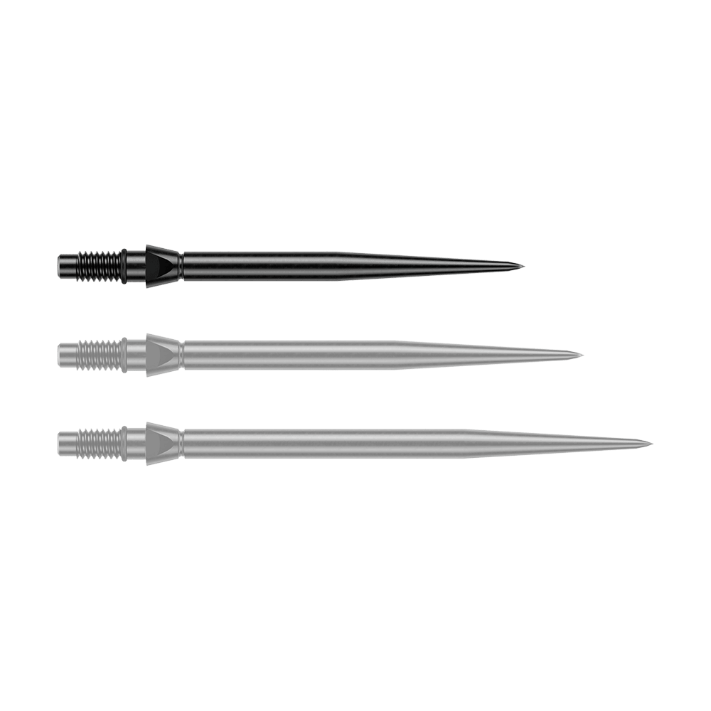 Końcówki do lotek Winmau Switch Point Smooth Steel – czarne Schwarze Steeldartspitzen in glatter Ausführung, 26 mm lang. Ein Produktfoto von Winmau Switch Point Steeldartspitzen.