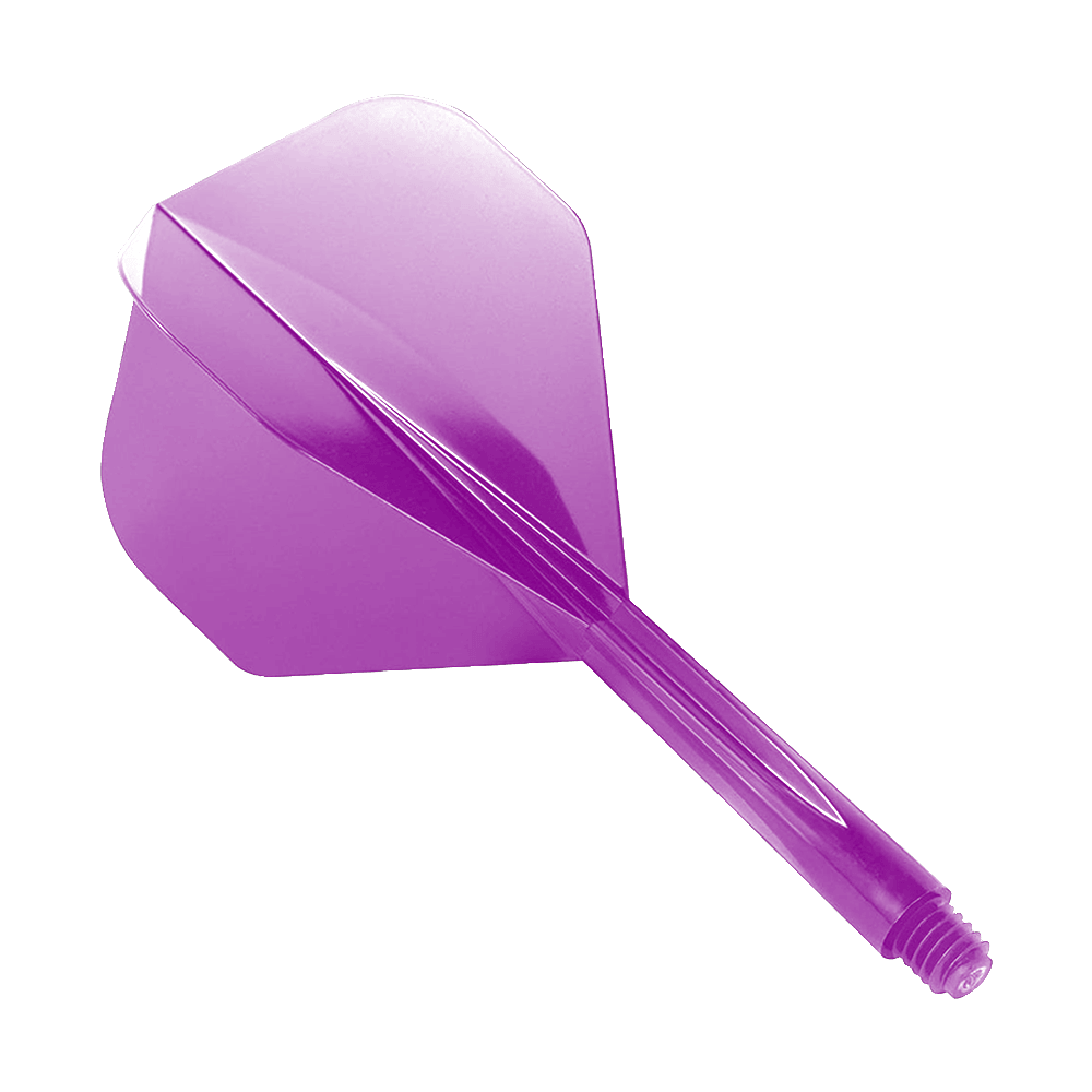 Condor Axe Purple Flight-System Standard Auf dem Bild ist ein lilafarbener Dart-Flight mit integriertem Shaft zu sehen. Es handelt sich um das Produkt „Condor Axe Purple Flight-System Standard“.