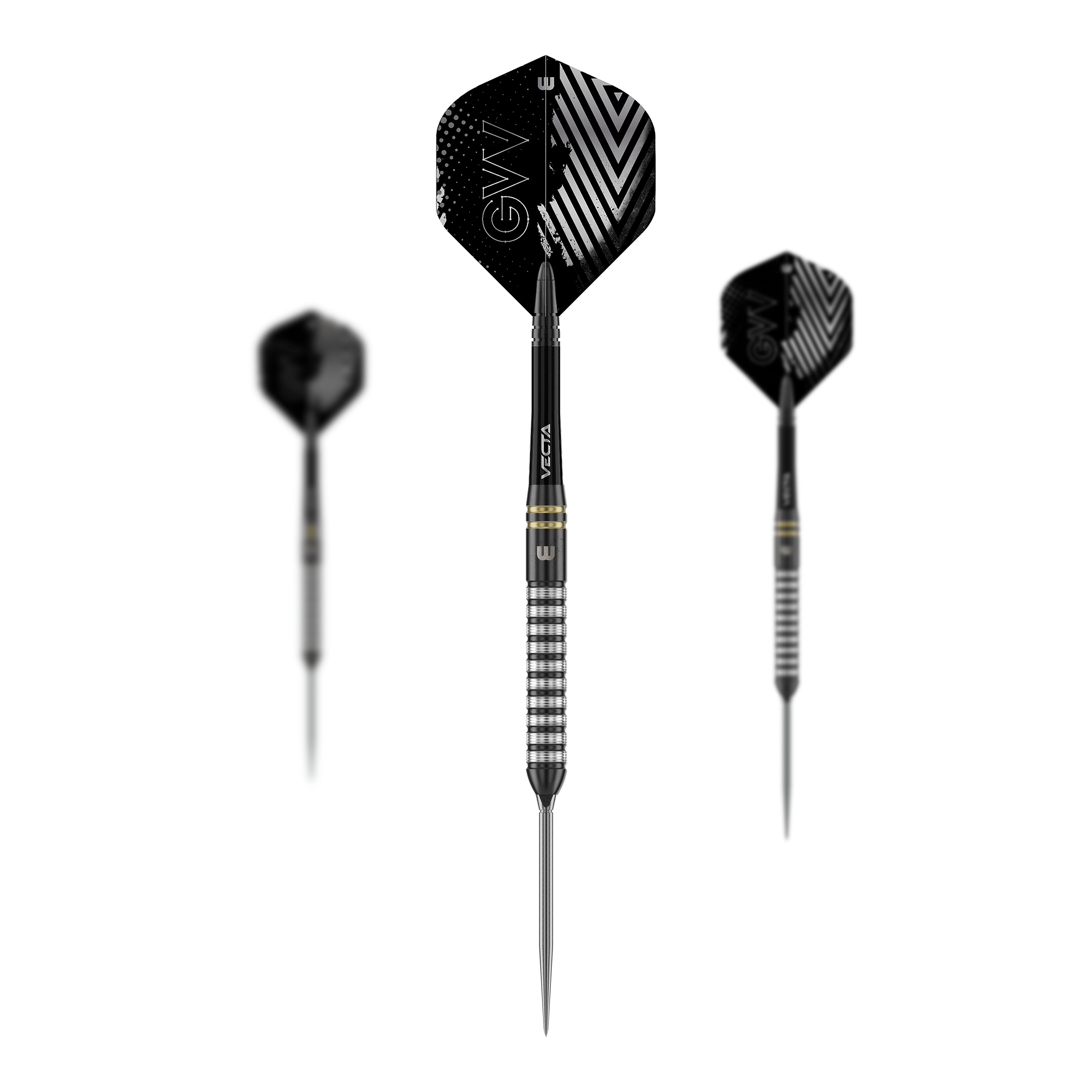 Winmau Gian Van Veen TS Switch Point Steeldarts Zu sehen sind Winmau Gian Van Veen TS Switch Point Steeldarts als Set. Das Bild zeigt mehrere Darts nebeneinander.