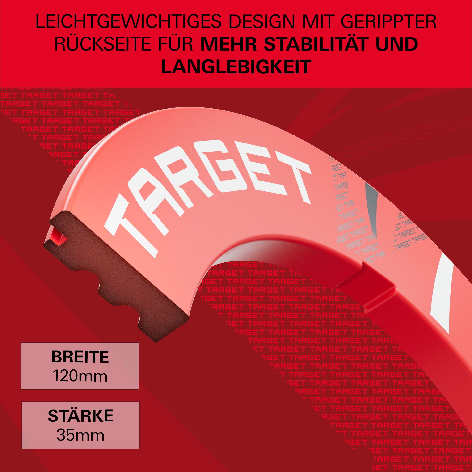 Obložení terče s vroubkovaným vzorem Eine rote Dartboard-Umrandung mit Muster ist auf dem Bild. Das Produkt hebt sich farblich ab.