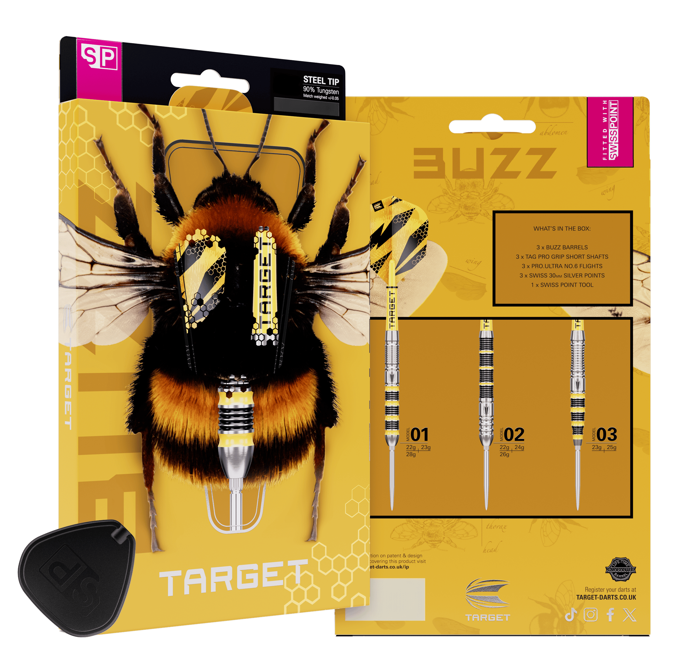 Target Buzz 01 Swiss Points Steeldarts Hier sieht man Target Buzz 01 Swiss Points Steeldarts. Die Darts zeichnen sich durch ihr spezielles Swiss Points System aus.