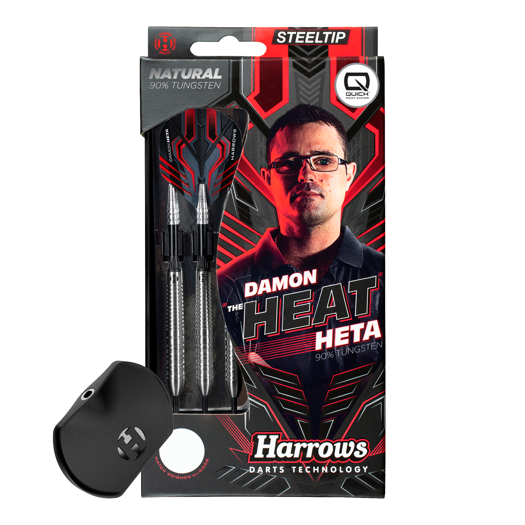 Abgebildet ist der Harrows Damon Heta Natural Quick Point Steeldart. Dieser Dart zeichnet sich durch seine Qualität und Langlebigkeit aus.