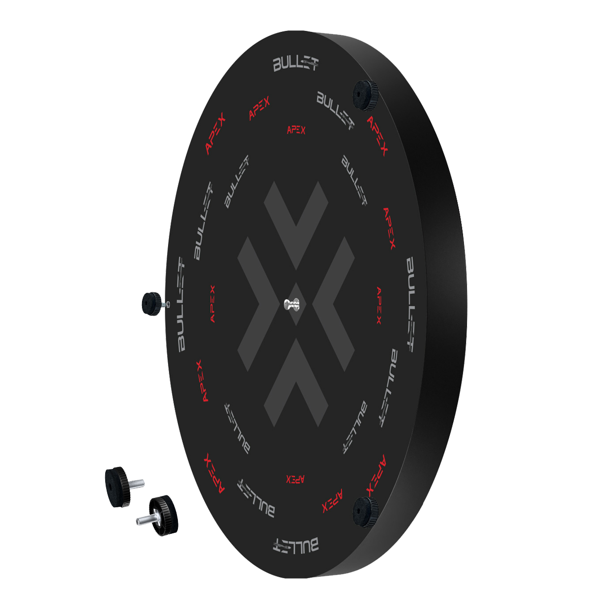 Ocelový terč Bullet Apex Dies ist das Bullet Apex Steeldartboard. Das Bild zeigt das Produkt in Nahaufnahme.