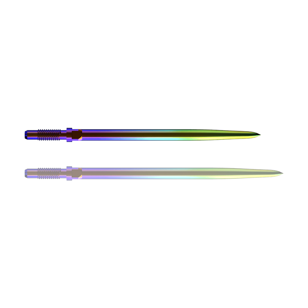 Ein Bild mit dem Dateinamen BU57716_BullsNL_Convertible_Points_Smooth_Rainbow_36mm_1. Es zeigt vermutlich einen Dartspitzen-Artikel in Regenbogenfarben.