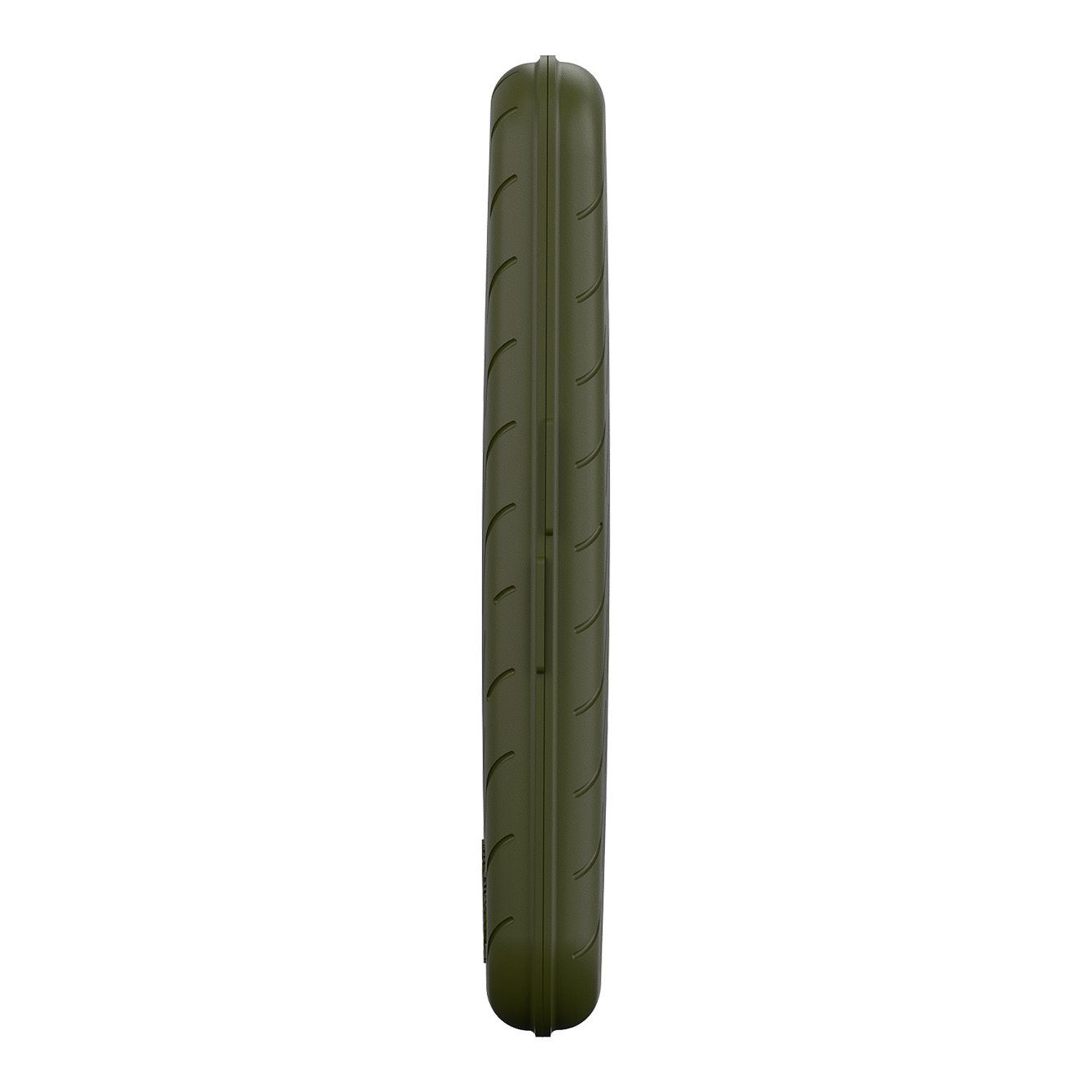 Étui à fléchettes Harrows Slimcase Auf dem Bild ist ein schlankes, grünes Etui von der Seite zu sehen. Das Etui hat eine glatte Oberfläche mit leichten Rillen.