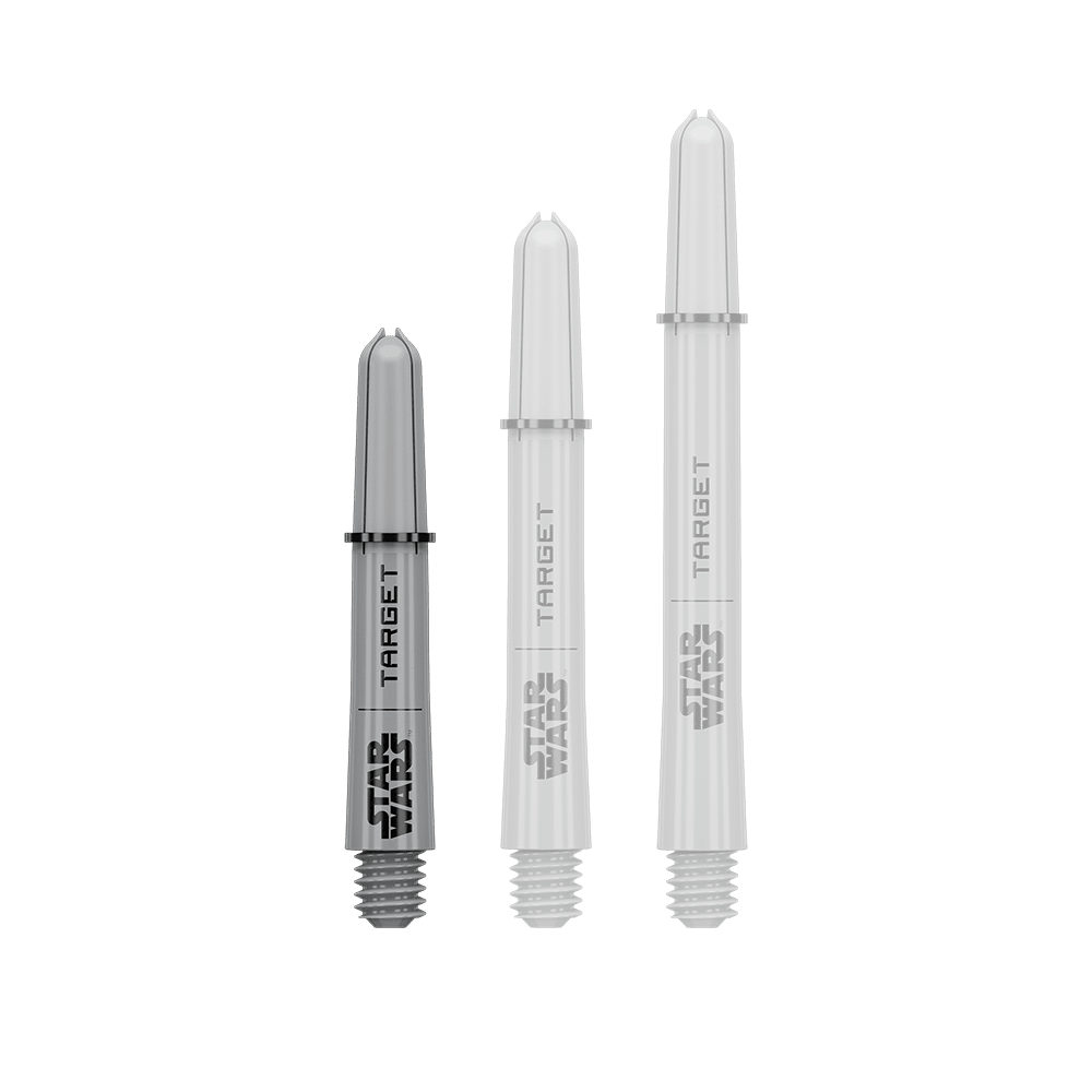 Násadky Target Star Wars ProGrip - šedé Das Bild zeigt vermutlich einen Pro Grip Shaft in Grau, 34 mm, kurze Ausführung. Das Produkt ist Teil der Star Wars Reihe.