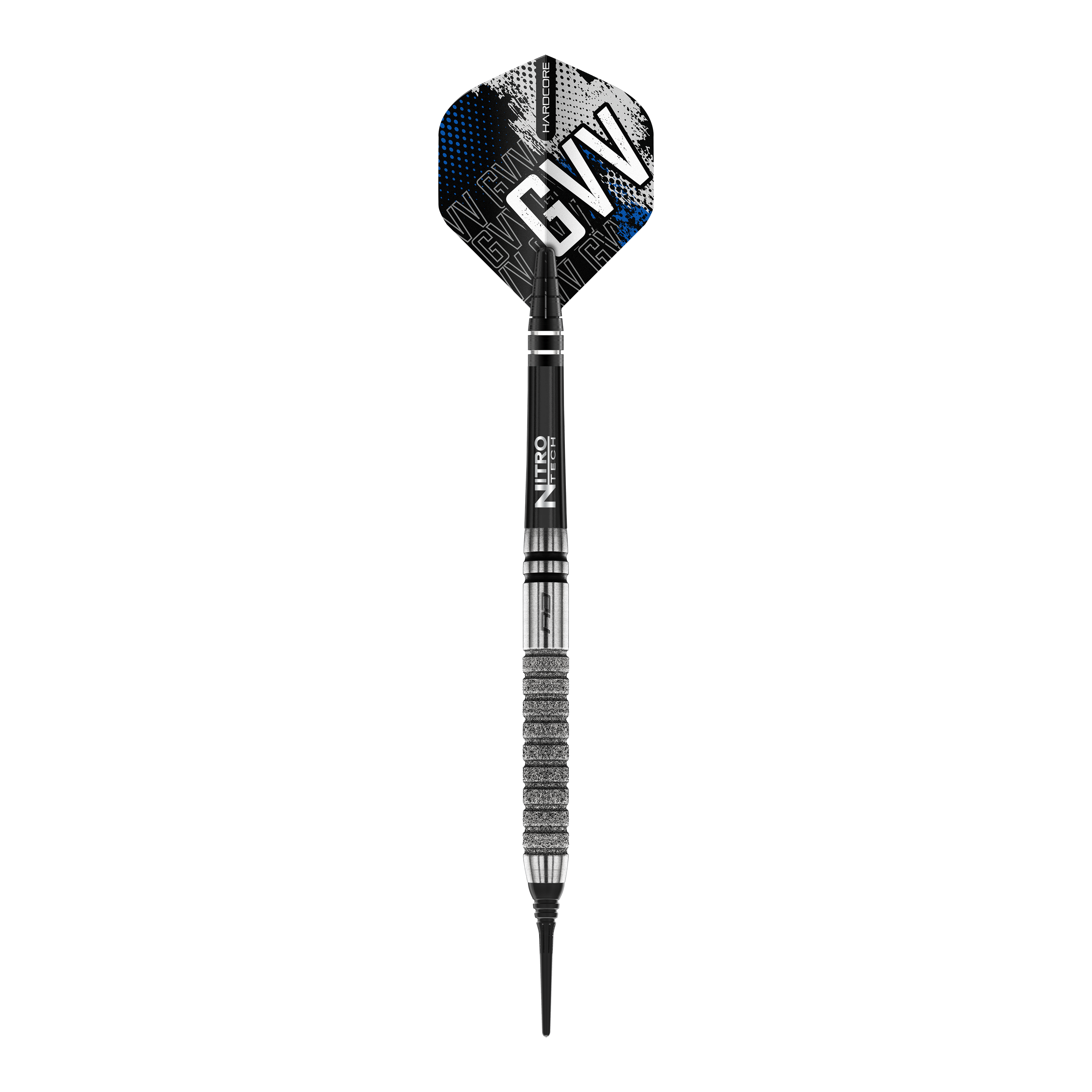 Dardos blandos Red Dragon Gian Van Veen Tour Edition - 20 g Dies ist ein Softdart aus der Serie "Red Dragon Gian Van Veen Tour Edition" mit einem Gewicht von 20g. Der Dart hat ein modernes Design mit silbernen und schwarzen Elementen sowie den Initialen "GVV" auf dem Flight.