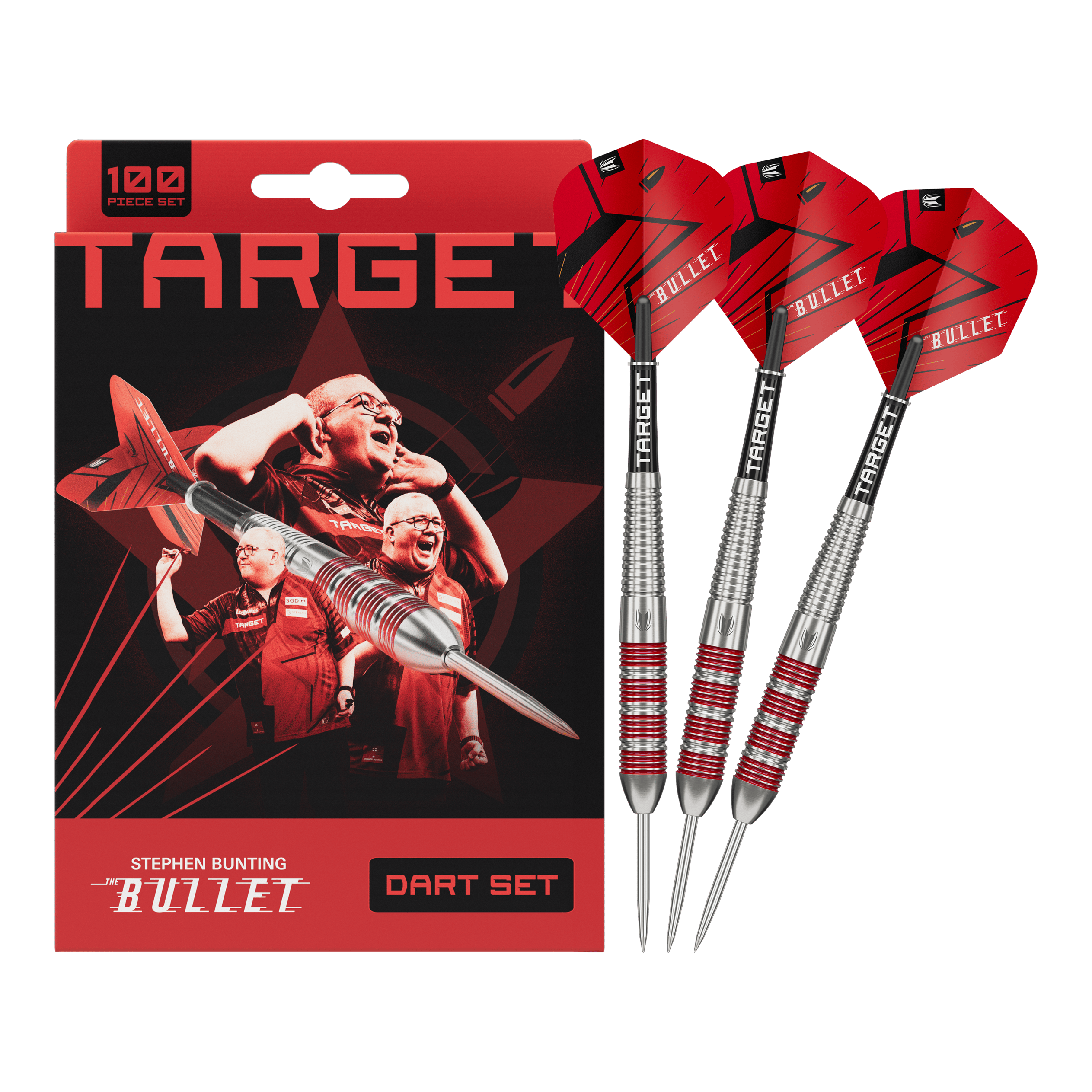 Target Stephen Bunting Bullet 100 Teile Brass Steeldart Set - 22g Target Stephen Bunting Bullet 100 Teile Brass Steeldart Set - 22g