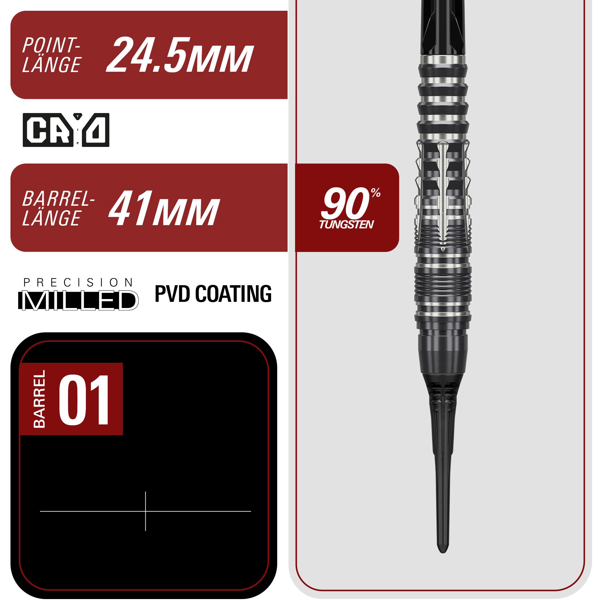 Die Target Black Marque Blaze Softdarts - 18g sind abgebildet. Diese Darts zeichnen sich durch ihr elegantes schwarzes Design aus.