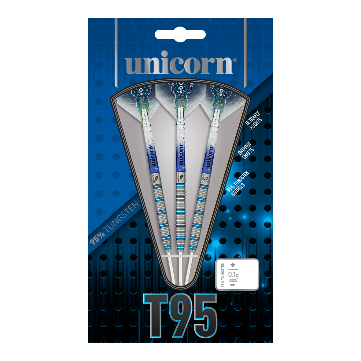 Ocelové šipky Unicorn T95 Core XL Blue Style 1