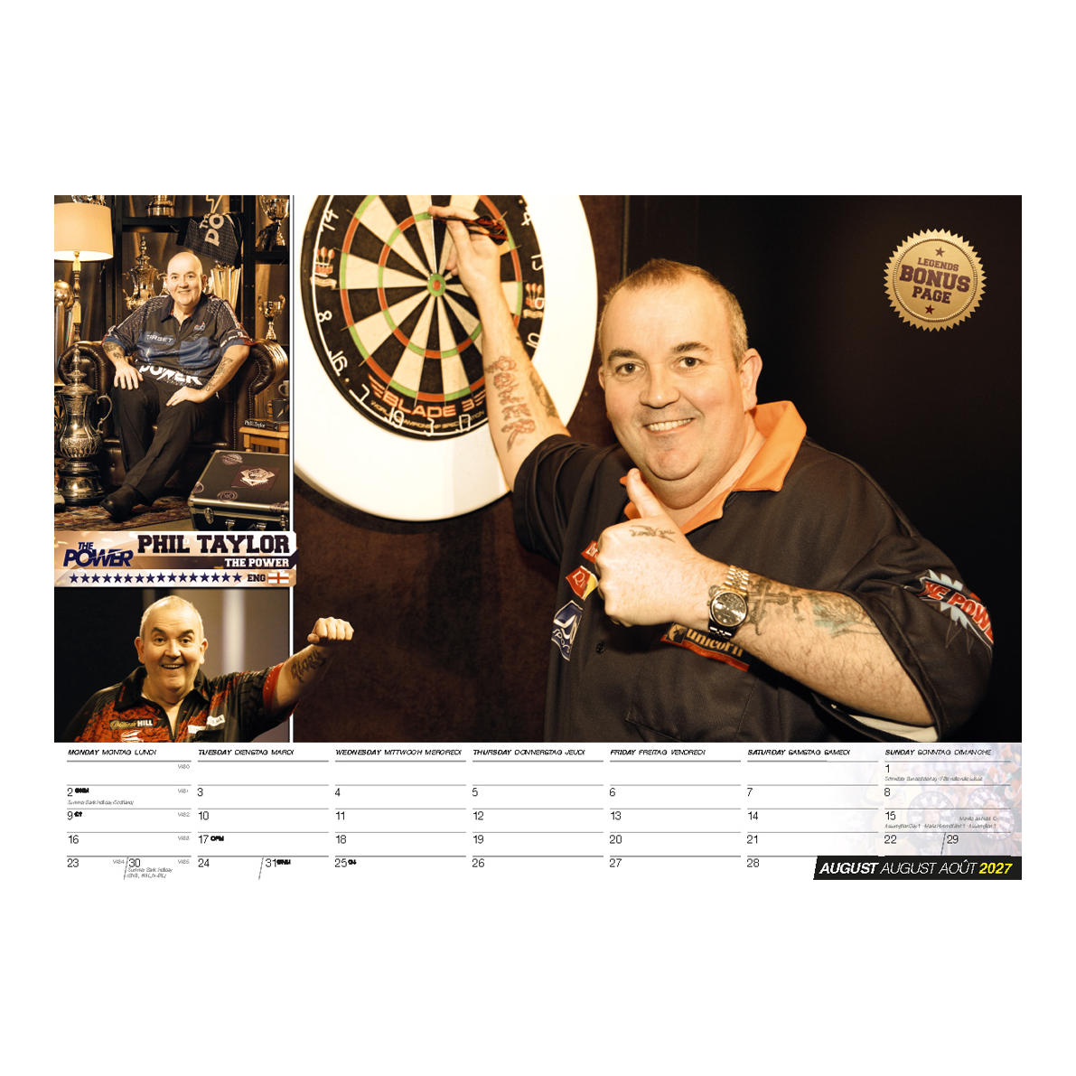 Darts Kalender 2027 Dies ist ein Bild vom Darts Kalender 2027. Der Kalender ist für Dart-Fans geeignet.