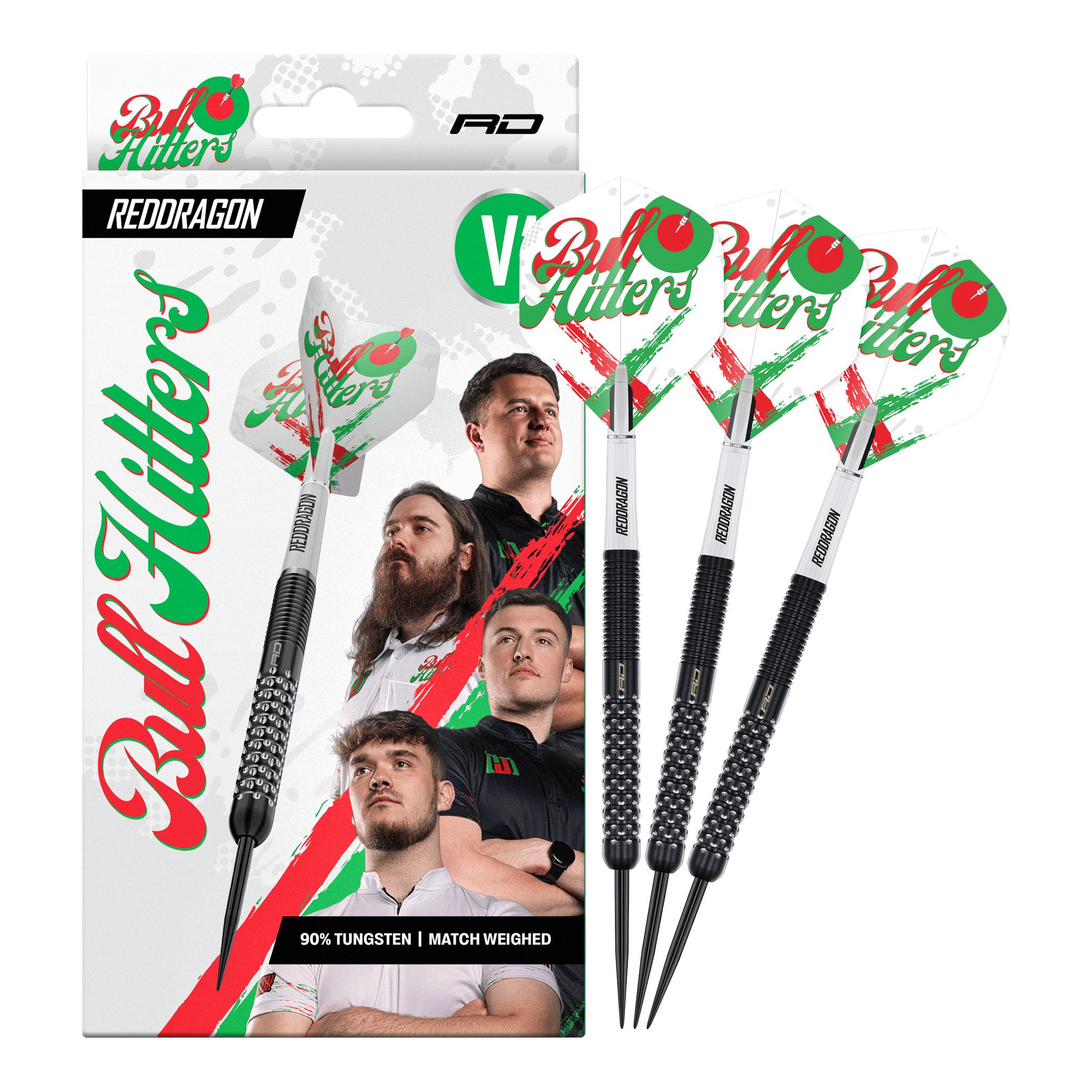 Fléchettes en acier Red Dragon Bullhitters V1 - 23 g Abgebildet ist der Red Dragon Bullhitters V1 Steeldarts - 23g in kompletter Ansicht. Das Produkt eignet sich für Steeldartspieler und wiegt 23 Gramm.