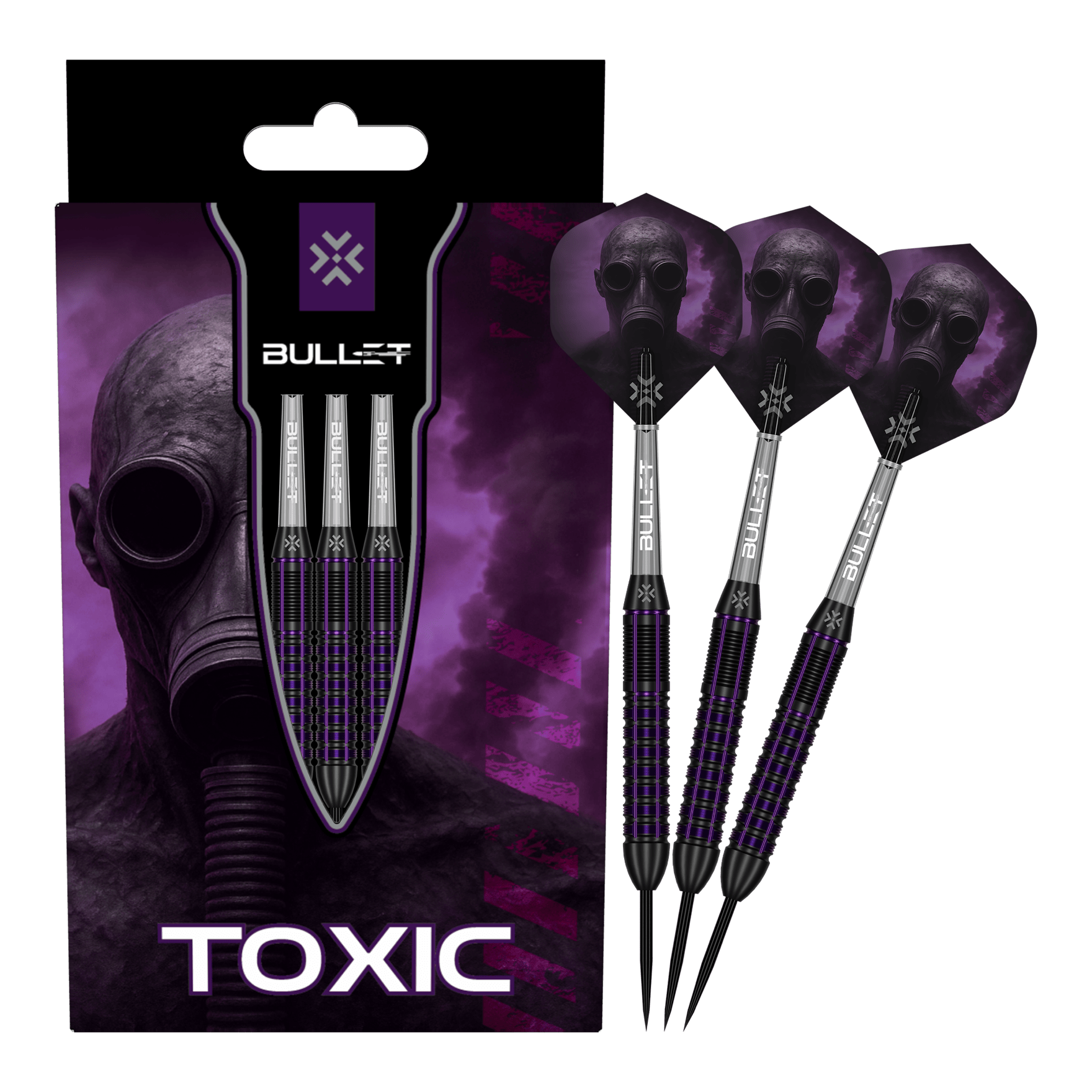 Bullet Toxic Brass Steel Darts - 23 g Abgebildet ist das Produkt Bullet Toxic Brass Steeldarts - 23g. Es handelt sich um einen Steeldart-Pfeil aus Messing.