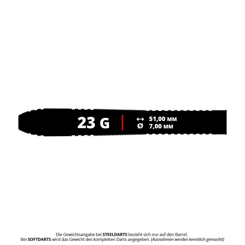 Dardos de acero de pepino Bulls Max Czerwinski - 23 g Das Bild zeigt Bulls Max Czerwinski Gurke Steeldarts mit 23g Gewicht. Die Darts sind speziell für fortgeschrittene Dartspieler entwickelt.