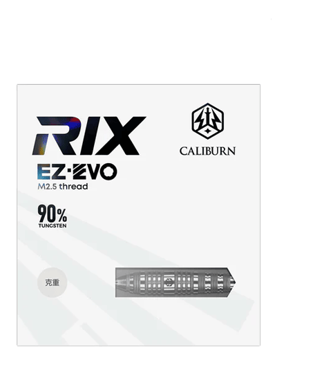 Ocelové šipky Caliburn Rix EZ-EVO R3 Hier sind die Caliburn Rix EZ-EVO R3 Steeldarts zu sehen. Die Darts zeichnen sich durch ihr modernes Design aus.