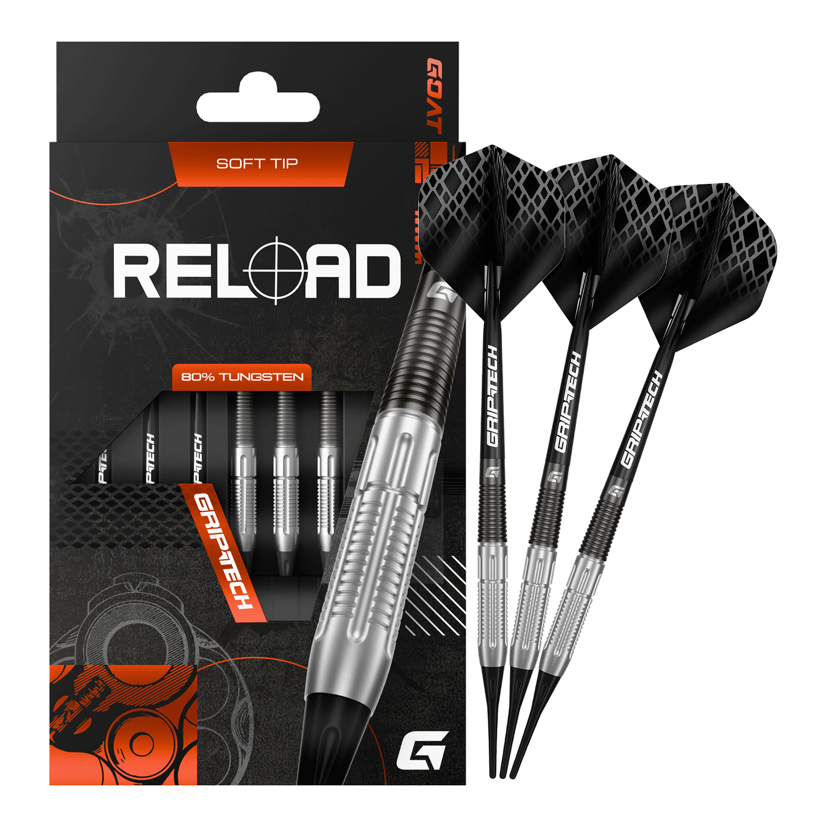 Dardos blandos GOAT Reload - 20 g Zu sehen sind die GOAT Reload Softdarts - 20g in kompletter Ausführung. Diese Softdarts bieten durchdachte Qualität für ambitionierte Dartspieler.