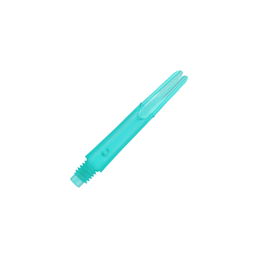 L-L-Style-Shafts Uzamčené rovné - Emerald Auf dem Bild ist ein gerader, transparenter, smaragdgrüner Schaft zu sehen. Es handelt sich um ein Ersatzteil für einen Dartpfeil ohne Kappen.