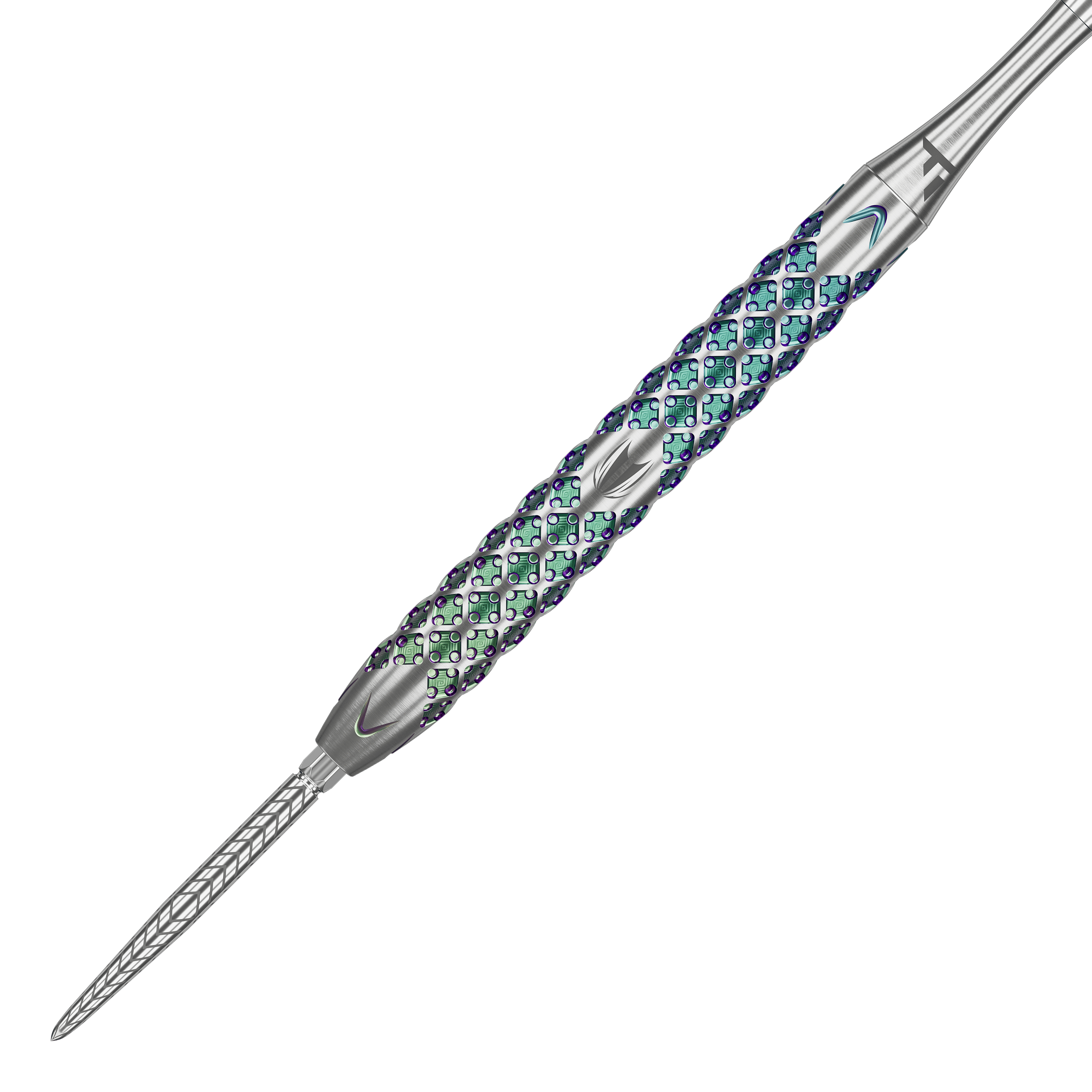 Freccette in acciaio Target Rove 01 Swiss Point Dies ist ein Steeldart namens "Target Rove 01 Swiss Point". Er hat ein auffälliges, farbiges und strukturiertes Griffdesign.