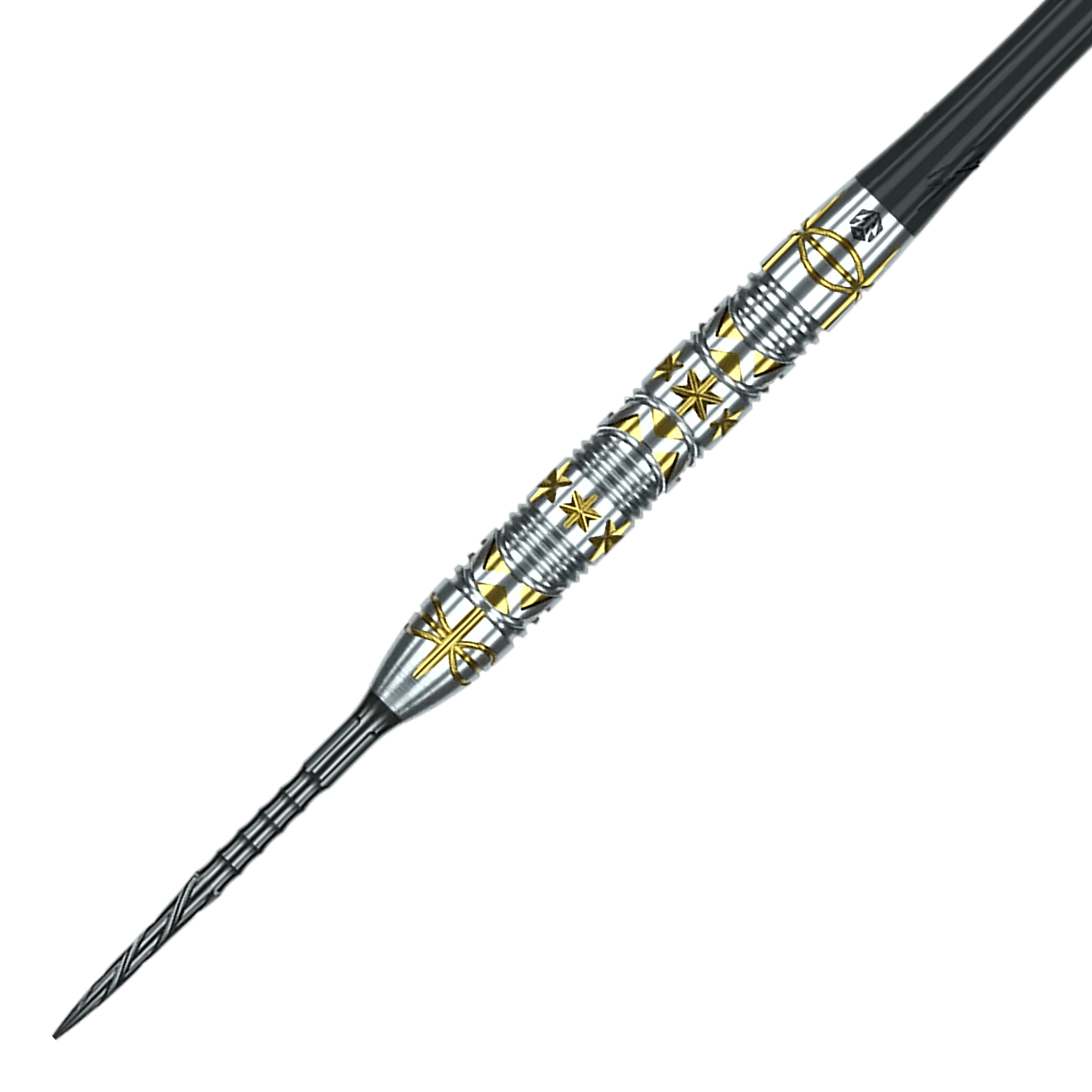 Freccette in acciaio Caliburn Halo H1 - 22,5 g Das Bild zeigt die Caliburn Halo H1 Steeldarts mit einem Gewicht von 22,5 g. Die Darts haben ein elegantes Design und sind besonders für präzise Würfe geeignet.