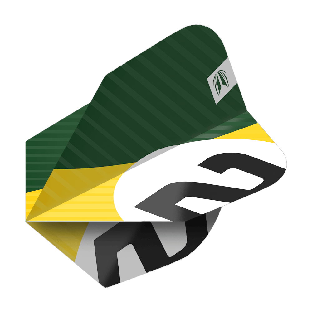 337208_Target_ProUltra_3Sets_Chicane_Green_No6_Flights_2AOLbByKyvOTVc Target Pro Ultra Chicane Green No6 Flights – 3 Sets sind fächerförmig angeordnet. Die Flights zeigen ein markantes Linienmuster.