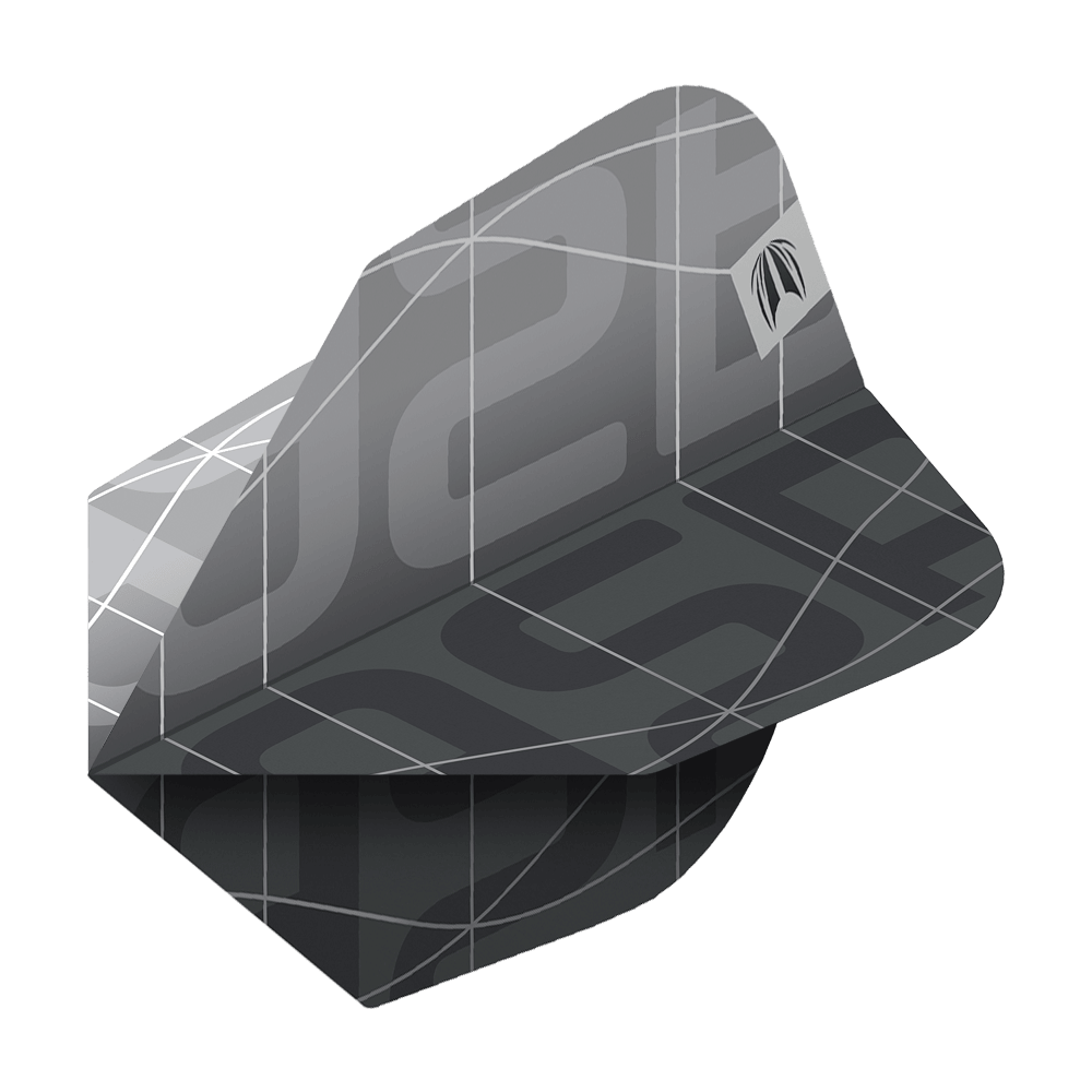 Letky Target Pro Ultra Aspinall X Echo No6 - 3 sady Das Bild zeigt ein Set von Target Pro Ultra Aspinall X Echo No6 Flights für Darts. Die Flights sind in einem modernen, dunklen Design mit grafischen Linien und einem dezenten Logo gestaltet.