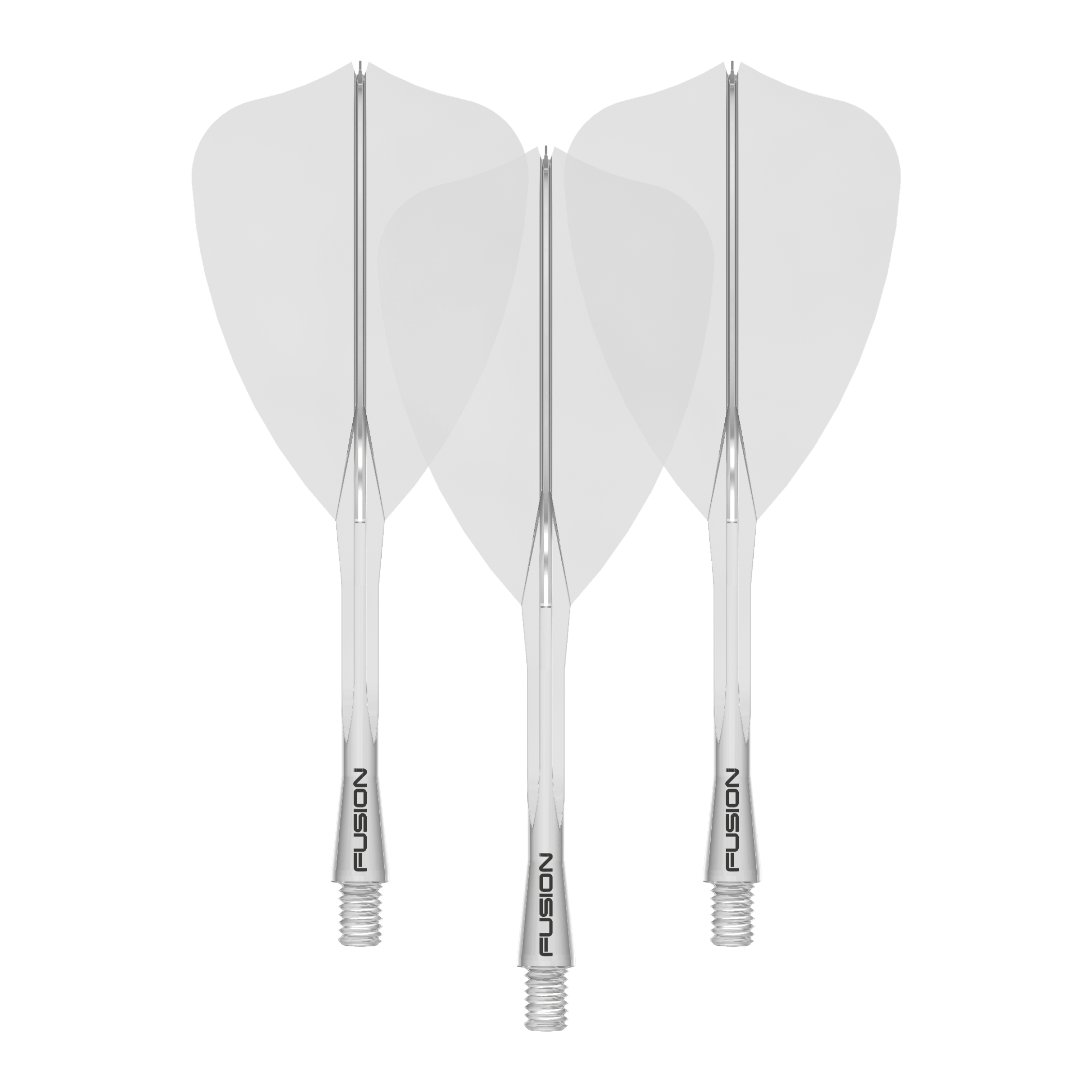 Winmau Fusion Flight Shaft System Arrow Clear Zu sehen ist ein Dartzubehör, wahrscheinlich ein Flight Shaft. Der Dateiname gibt an: 'Winmau Fusion Flight Shaft System Arrow Clear 34mm 1Set'.