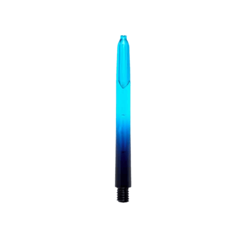 Pentathlon Vignette Plus Shafts schwarz/cyan Das Bild zeigt einen Pentathlon Vignette Plus Shaft in den Farben Schwarz und Cyan. Der Schaft hat ein Farbverlauf-Design, das von unten nach oben von Schwarz zu Cyan wechselt.