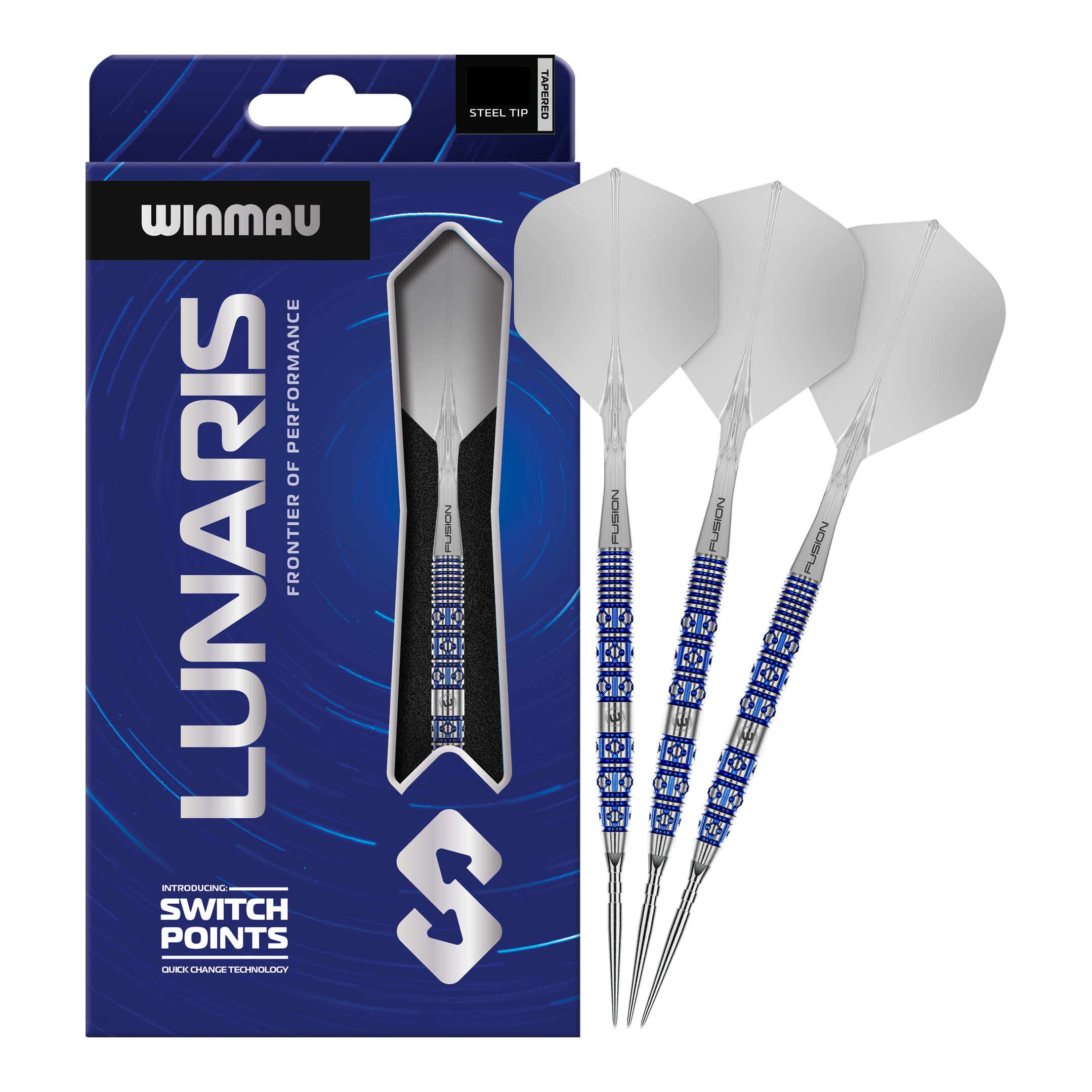 Steeldarts Winmau Lunaris Tapered Switch Point Hier ist das Produkt Winmau Lunaris Tapered Switch Point Steeldarts zu sehen. Diese Steeldarts bieten eine hochwertige Verarbeitung und ein elegantes Aussehen.