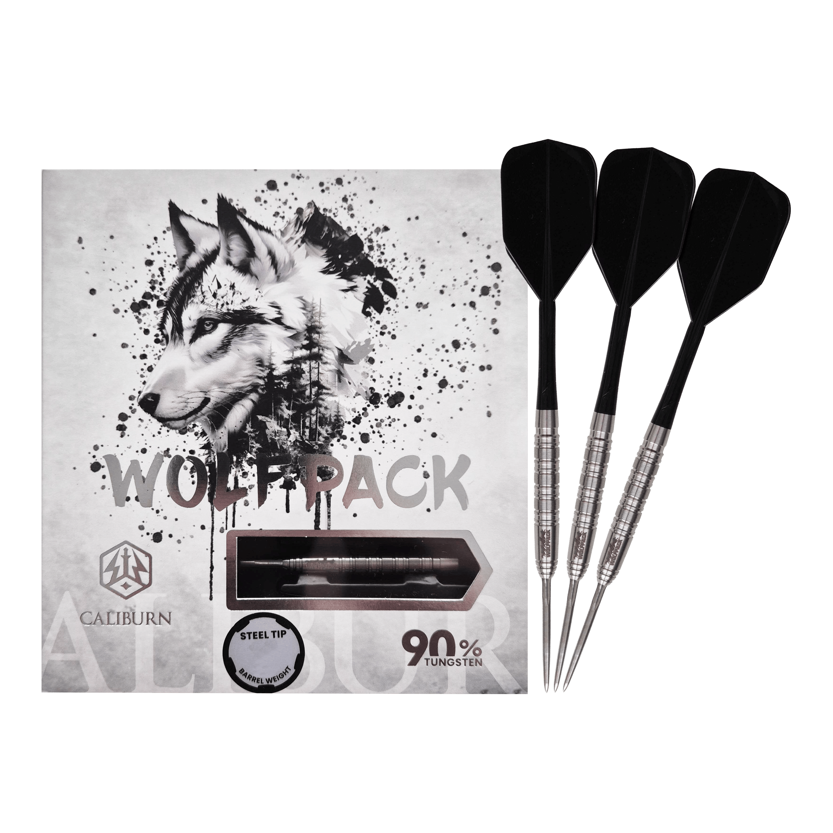 Dardos de acero Caliburn Wolfpack W7 - 21 g Zu sehen sind die Caliburn Wolfpack W7 Steeldarts mit einem Gewicht von 21g. Die Steeldarts eignen sich für anspruchsvolle Dartspieler.