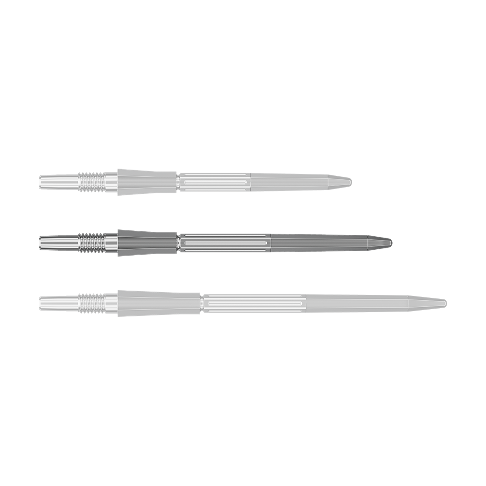 Groty do lotek Target Elysian Archetype 43 Swiss Point Steel – srebrne Dargestellt ist eine einzelne silberne Dartspitze mit einer Länge von 35mm. Sie gehört zum Swiss Point System.