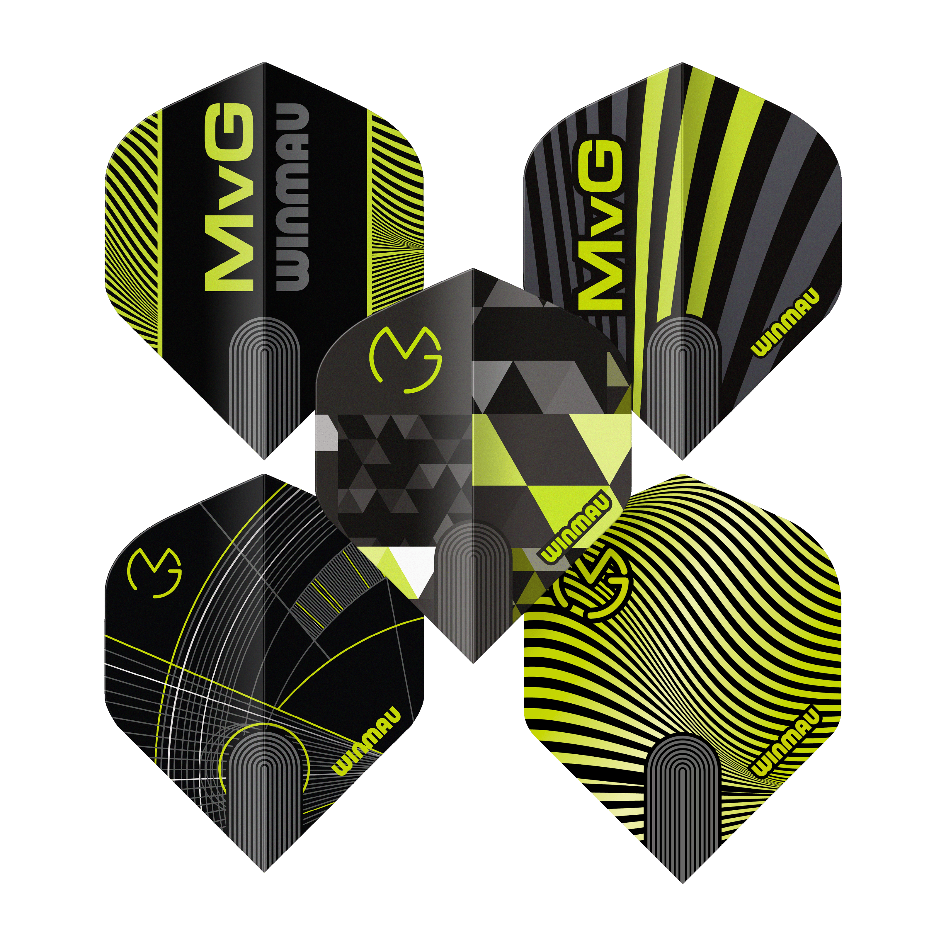 Dieses Bild zeigt die Winmau Michael Van Gerwen Prism No2 Standard Flight Collection. Das Produkt ist speziell für den Dartsport entwickelt.