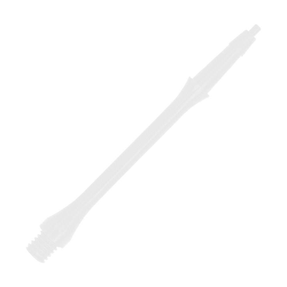 HRC-12589-W_Harrows_Clic_Slim_Shafts_White_37mm_2 Das Bild zeigt einen weißen, schlanken Schaft für Darts der Marke Harrows Clic. Der Schaft ist aus Kunststoff und hat ein modernes, schlankes Design.
