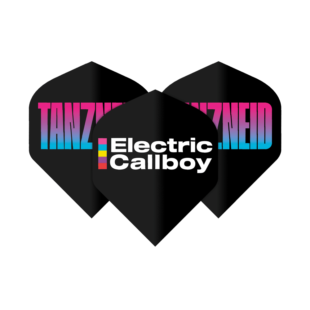 Coffret de 10 exemplaires de l'album « Tanzneid » d'Electric Callboy Man sieht das Electric Callboy Tanzneid Album Version Flight Pack - 10 Sets. Das Set enthält Flights für das Dartspiel.