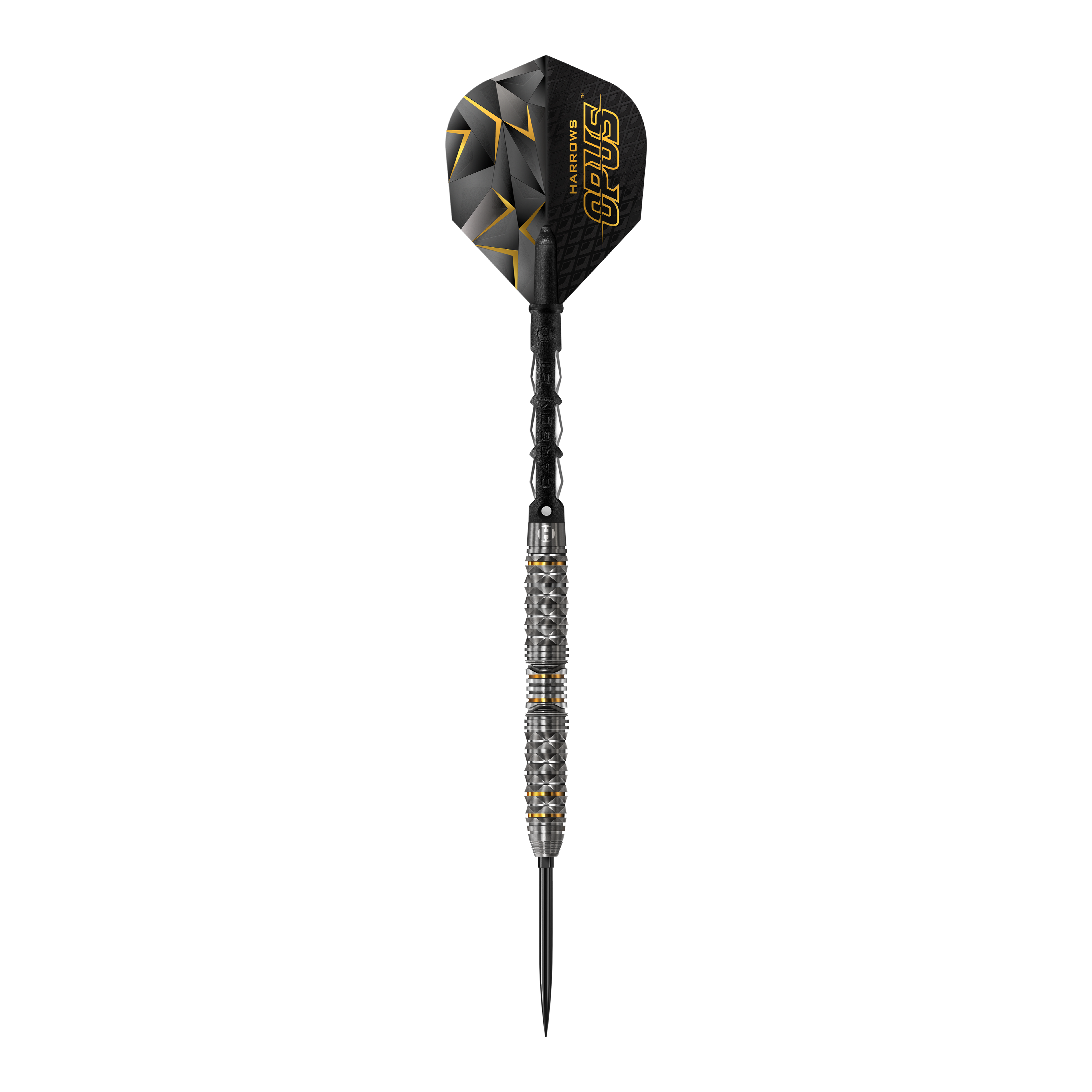Harrows Opus Quick Point Steeldarts - 23g. Das Bild zeigt Steeldarts mit einem Gewicht von 23 Gramm.