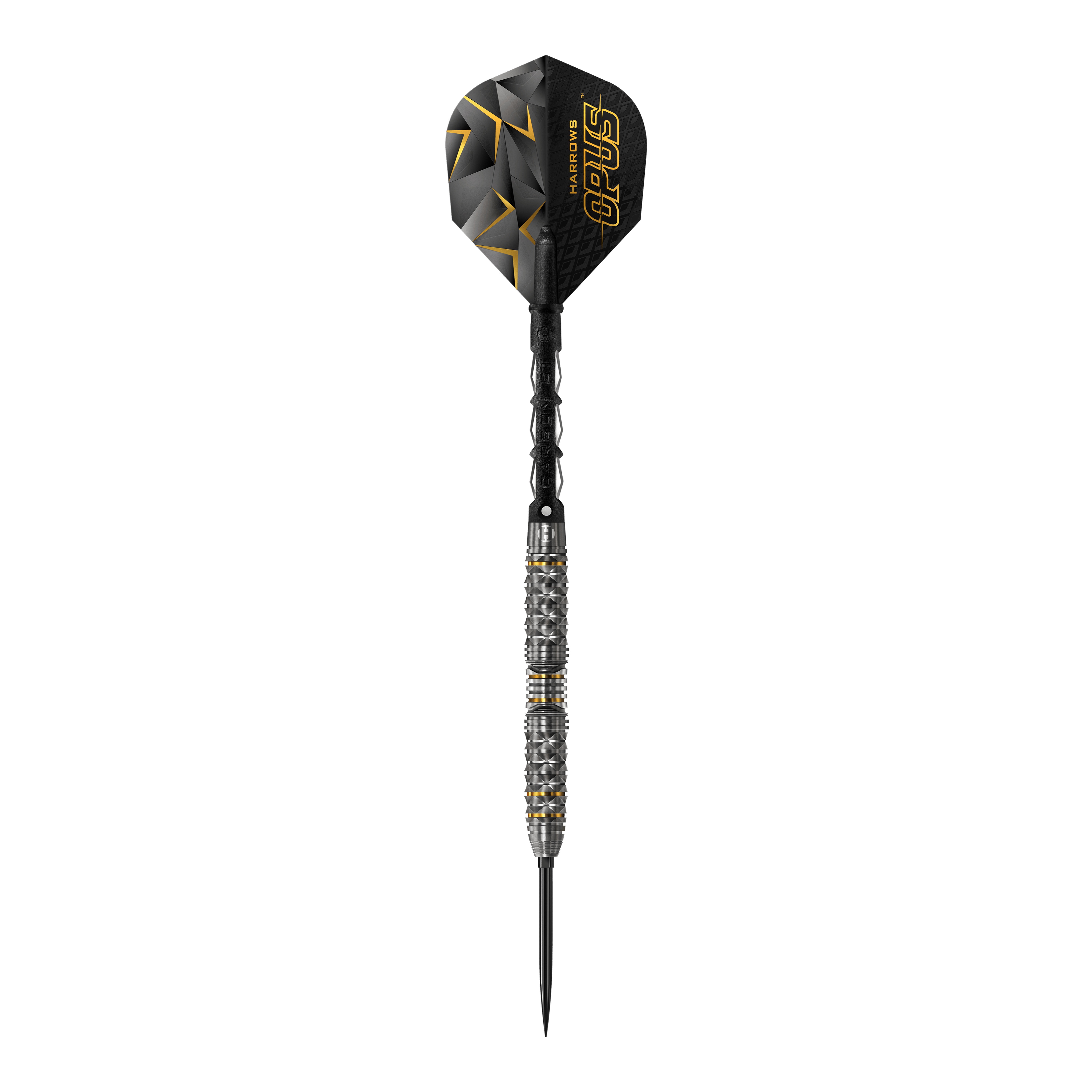 Fléchettes en acier Harrow's Opus Quick Point Harrows Opus Quick Point Steeldarts - 23g. Das Bild zeigt Steeldarts mit einem Gewicht von 23 Gramm.