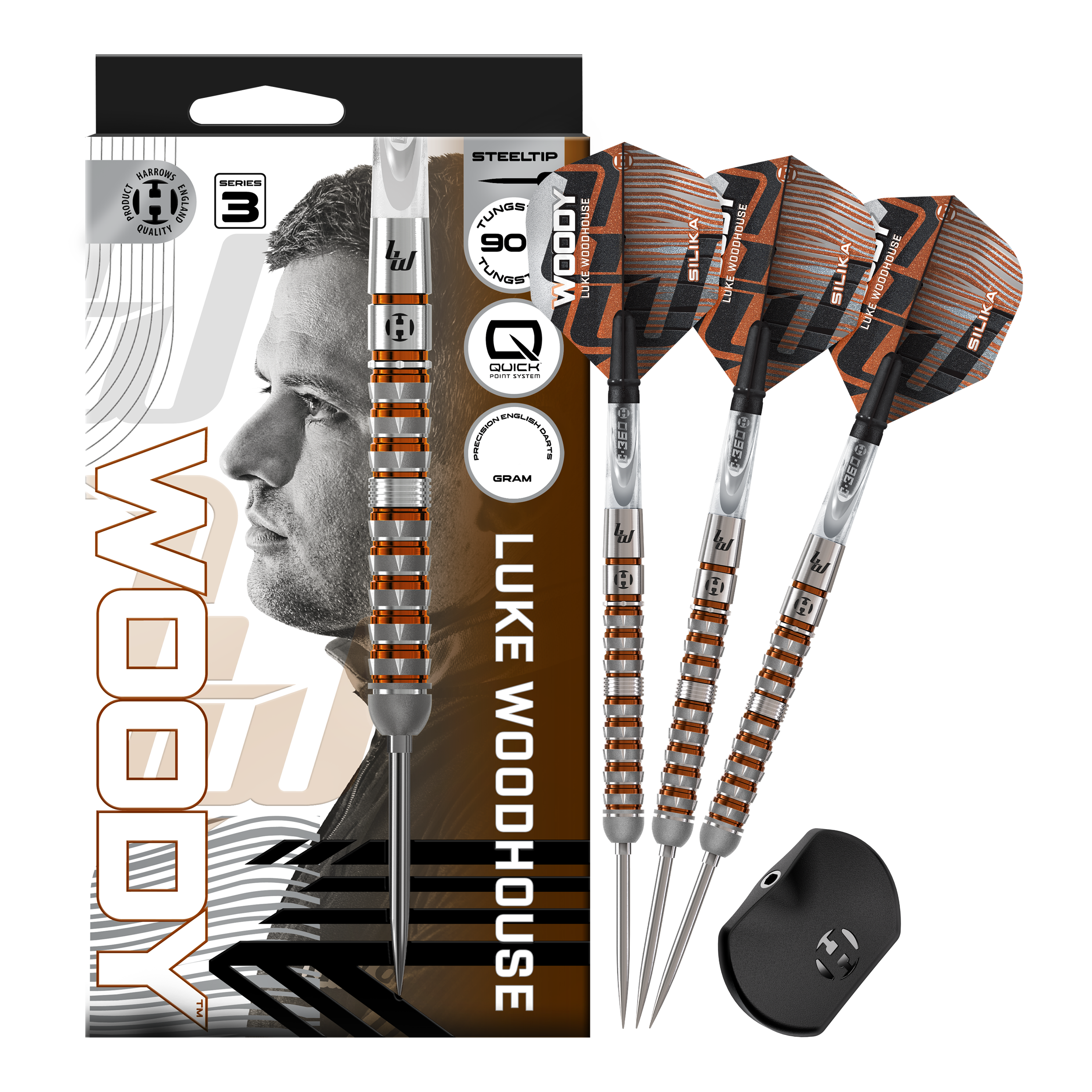 Dardos de acero Harrow Luke Woodhouse Serie 3 Quick Point Gezeigt werden die Harrows Luke Woodhouse Series 3 Quick Point Steeldarts. Sie bieten eine hochwertige Verarbeitung und ein modernes Design.