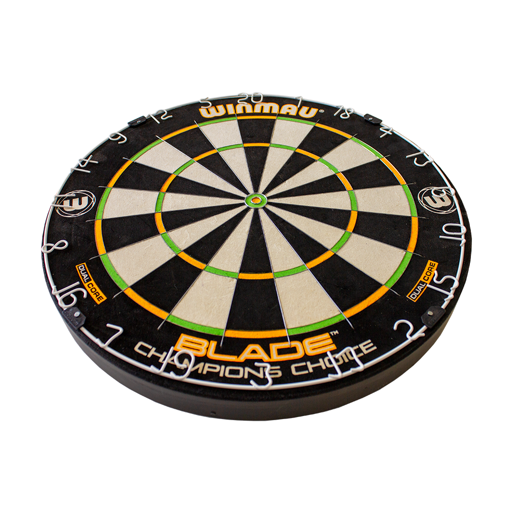 3023_Winmau_Champions_Choice_DualCore_Dartboard_2cXfejLAkxmfDA Winmau Champions Choice DualCore Dartboard präsentiert sich scharf umrissen. Die Spielfläche zeigt eine farbige Einteilung.