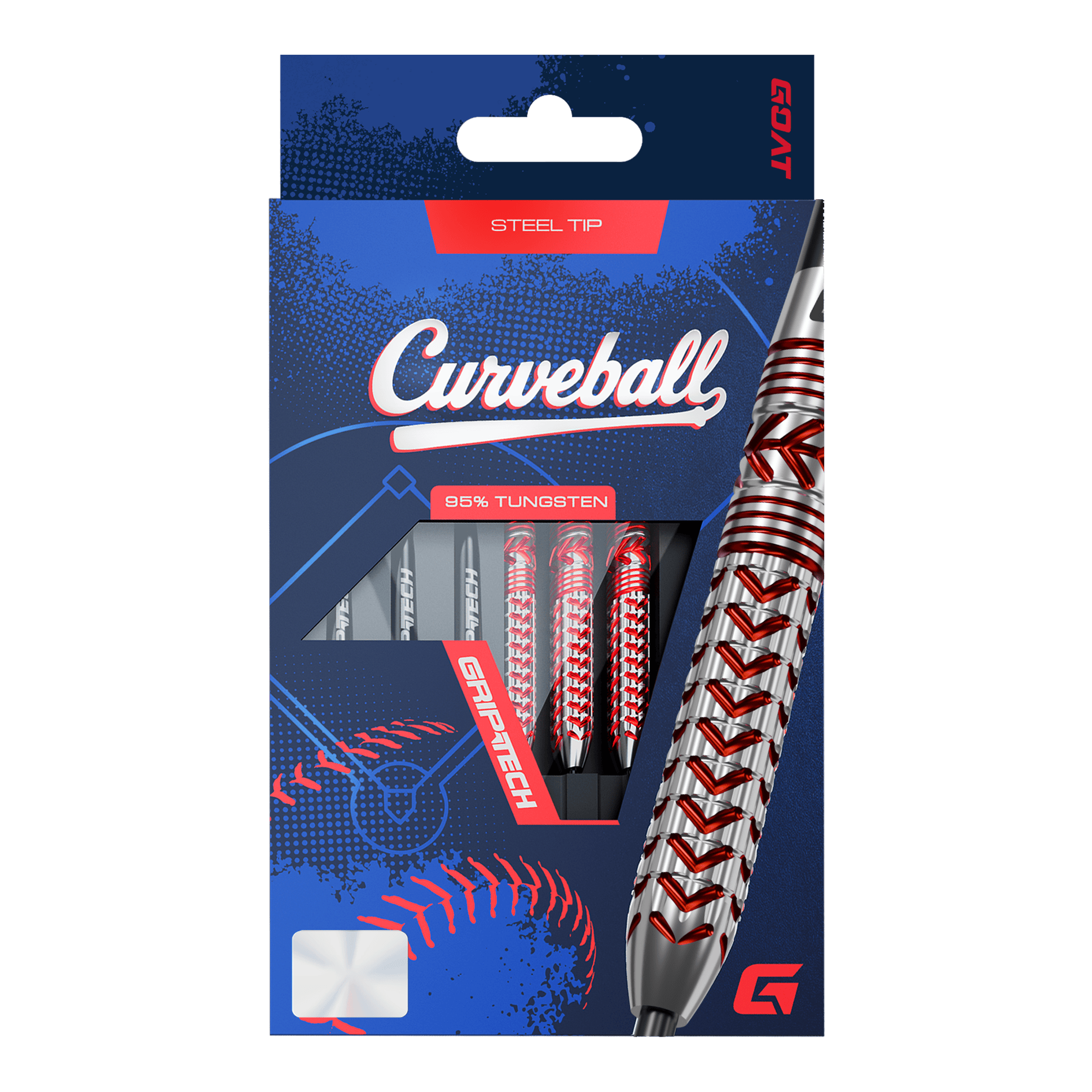 Freccette curve in acciaio GOAT Das Foto stellt die GOAT Curveball Steeldarts dar. Die Pfeile sind klar und deutlich zu erkennen.