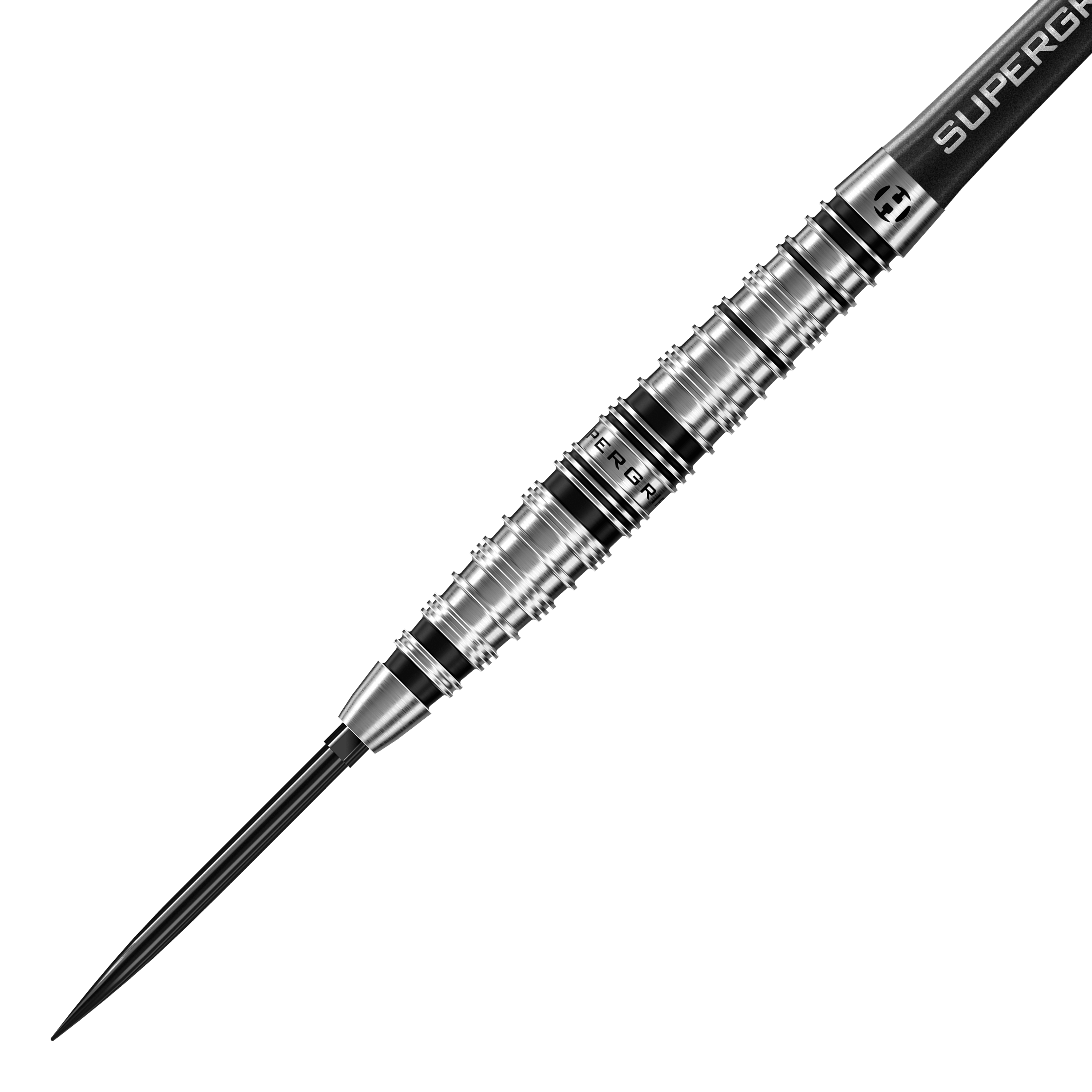 Zu sehen sind die Harrows Supergrip Torpedo Quick Point Steeldarts. Diese Darts bieten einen guten Griff und sind speziell für Steeldartspiele gefertigt.