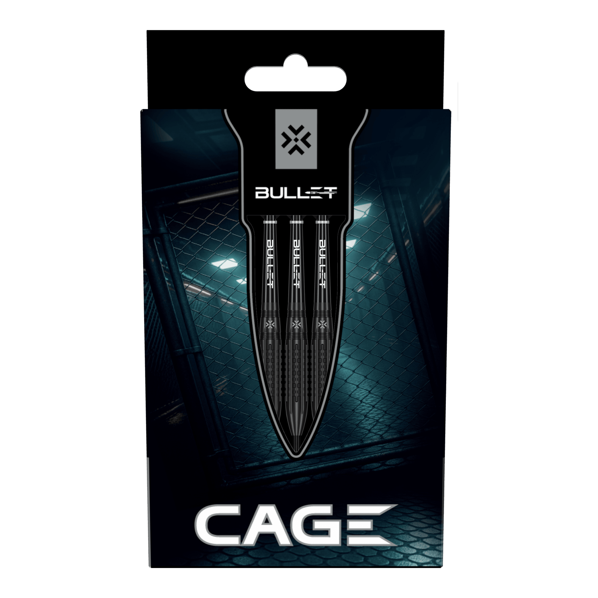 Das Bild zeigt die Bullet Cage Steeldarts. Dies ist ein Steeldart-Produkt, das zum Dartspielen verwendet wird.