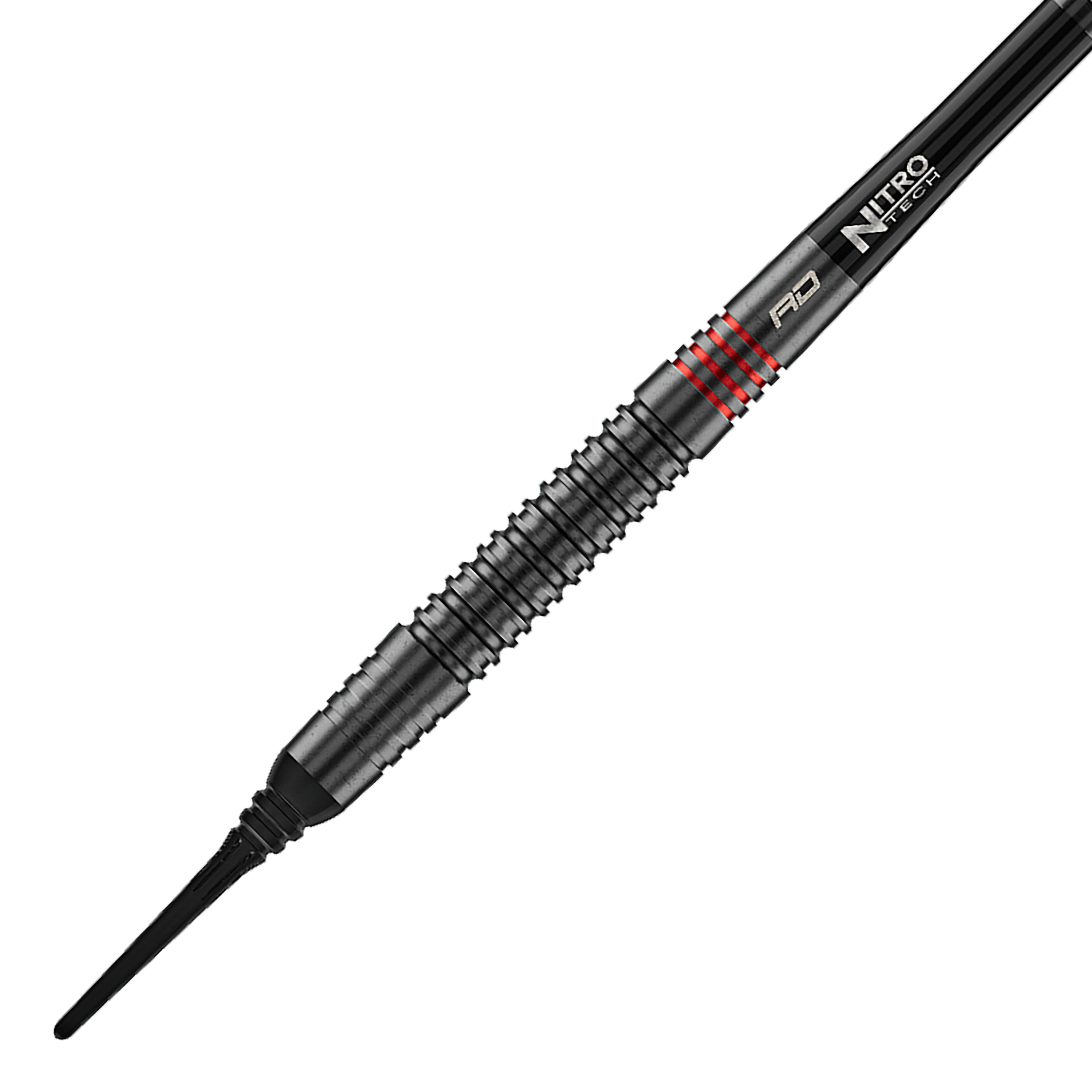 Red Dragon Jonny Clayton RD-ADV Softdarts - 18g Die Abbildung zeigt die Red Dragon Jonny Clayton RD-ADV Softdarts - 18g. Ein einzelner Softdart wird seitlich gezeigt.