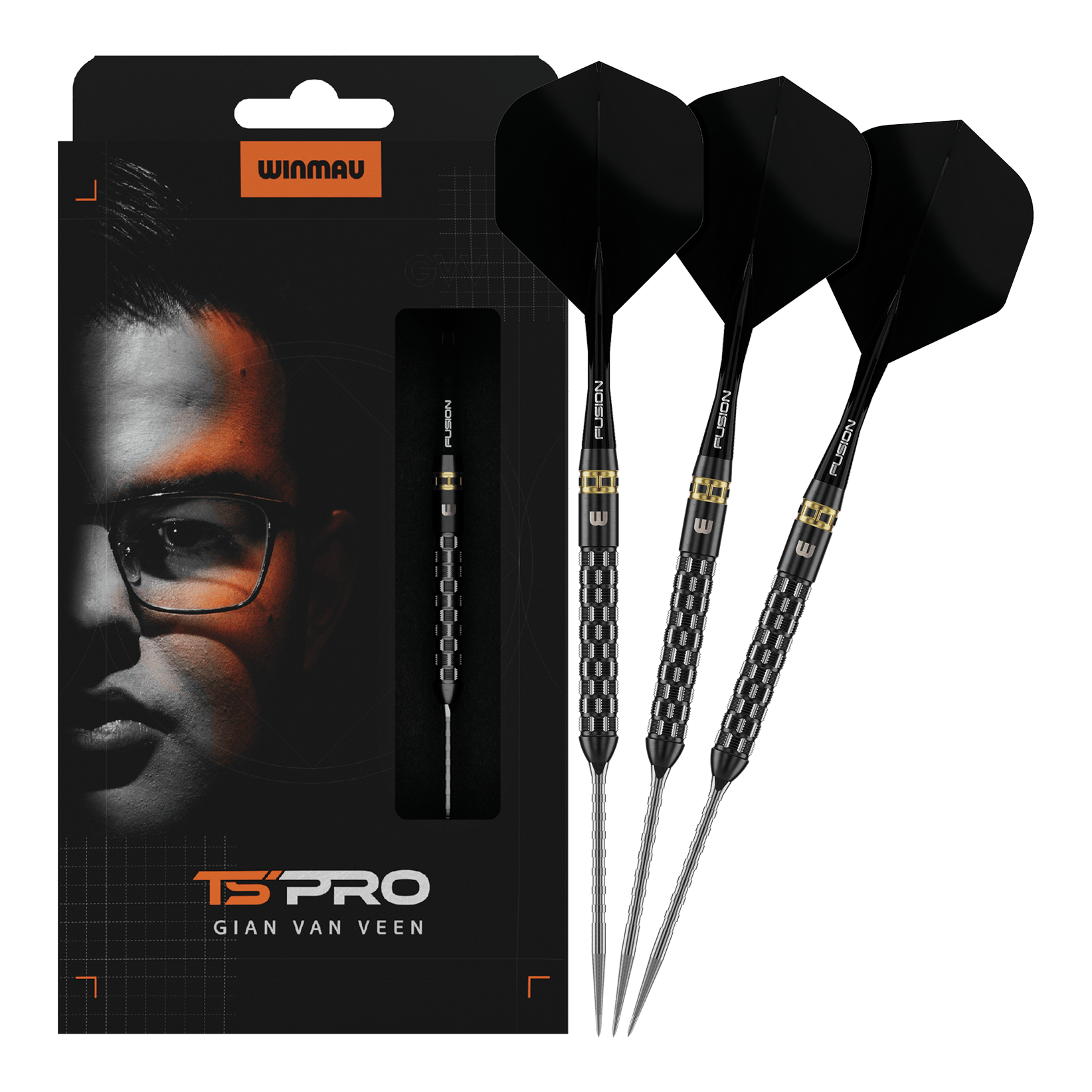 Winmau Gian Van Veen TS-PRO Switch Point Steeldarts Abgebildet sind Winmau Gian Van Veen TS-PRO Switch Point Steeldarts in voller Länge. Die Darts stechen durch ihre Form hervor.