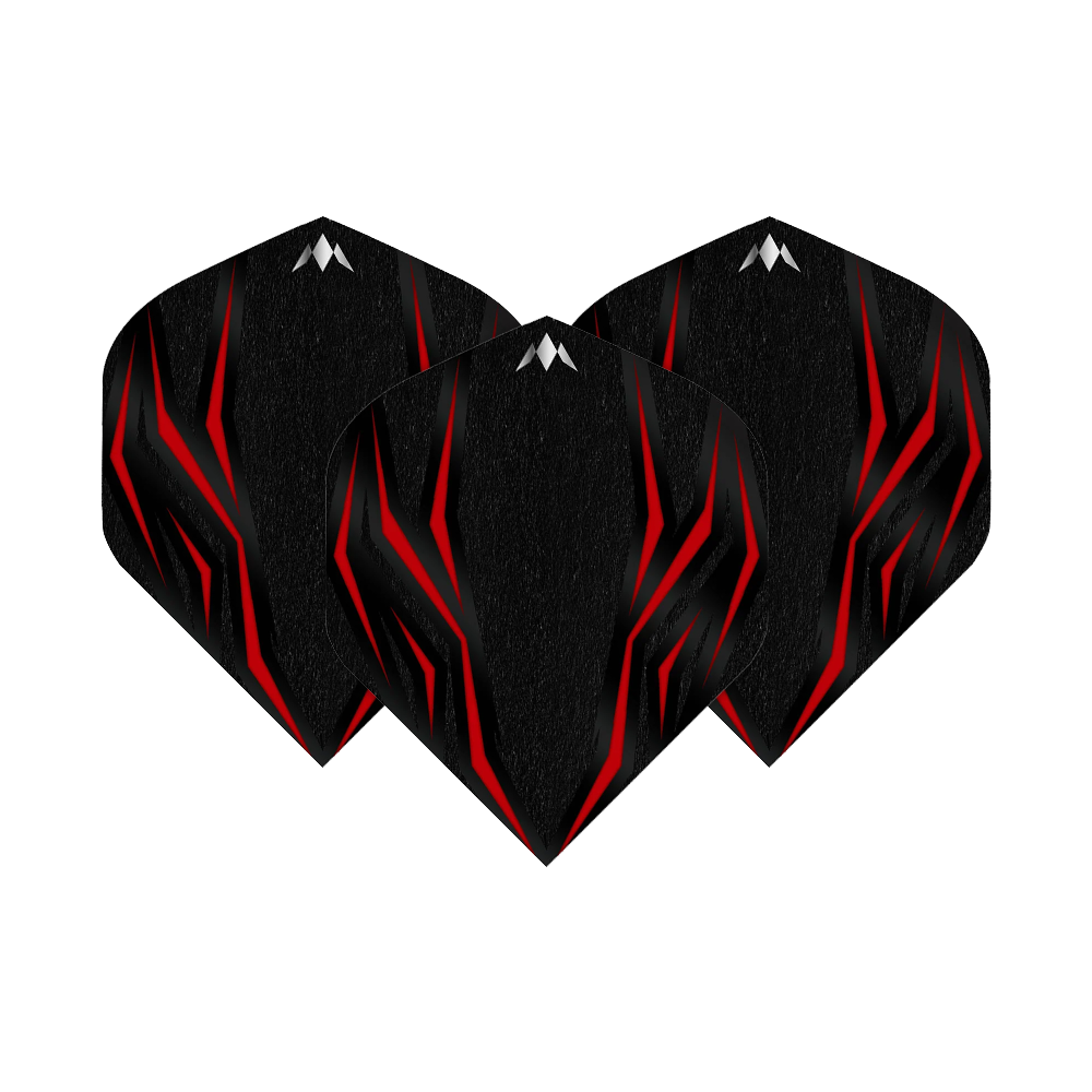 Missione Lava Red n. 6 Voli Das Bild zeigt die Mission Lava Red No6 Flights. Es sind rote Flights für Dartpfeile.