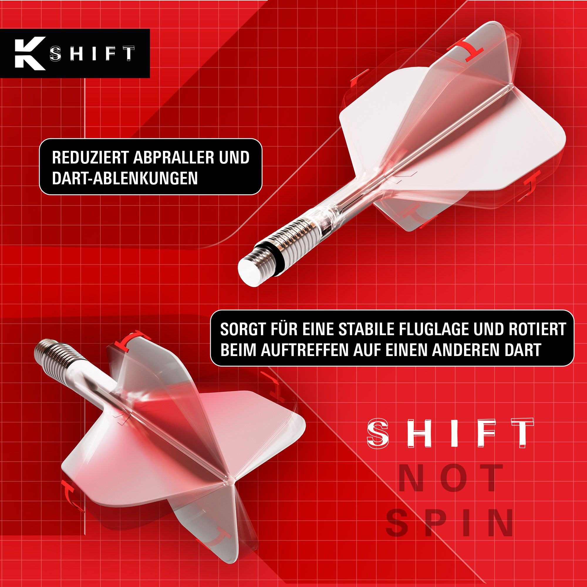 Target K-Shift No6 Flights - Clear Target K-Shift No6 Flights - Clear. Durchsichtige Dart-Flights in No6-Form von Target sind auf dem Bild abgebildet.