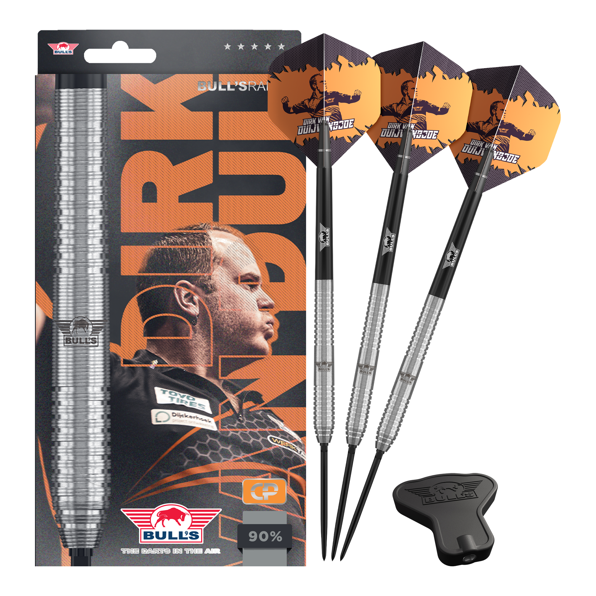 Bulls NL Dirk Van Duijvenbode Original Convertible Point Steeldarts Abgebildet ist Bulls NL Dirk Van Duijvenbode Original Convertible Point Steeldarts. Das Set ist silberfarben gestaltet.